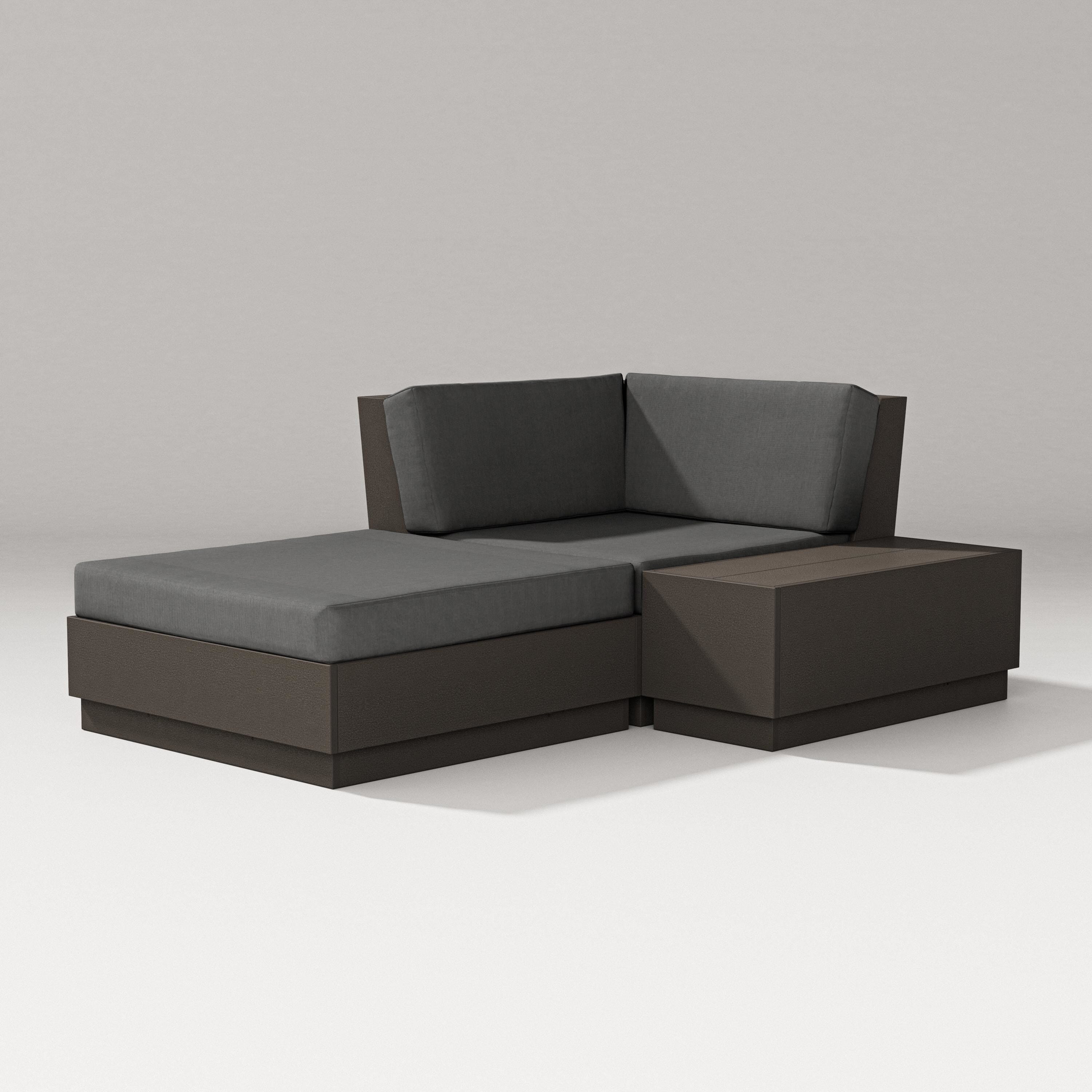 PW Designer Series Elevate Corner Chaise in Vintage Coffee / Spectrum Carbon