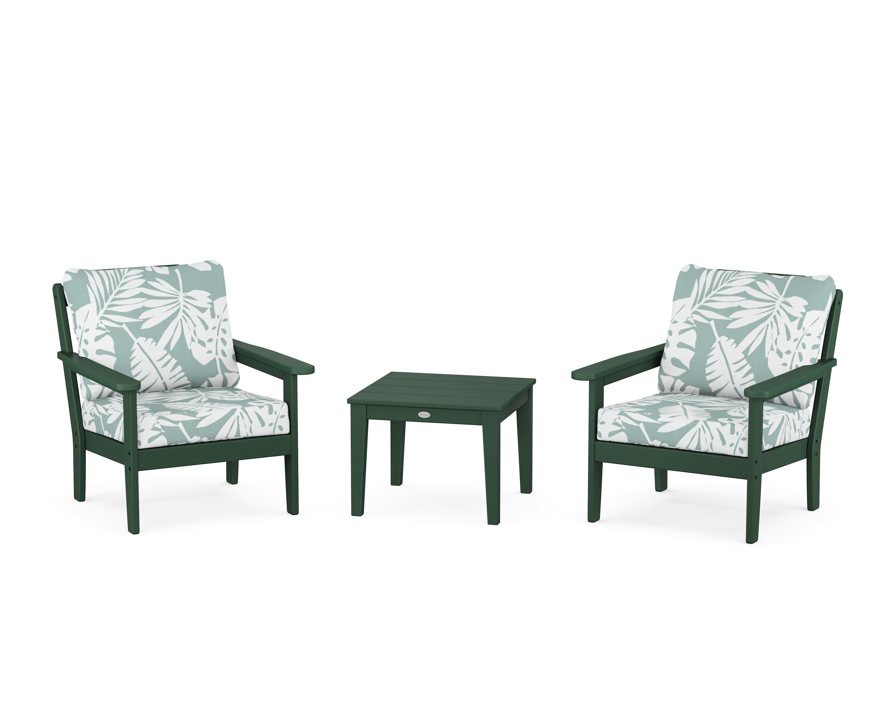 Country Living Cottage 3-Piece Deep Seating Set in Green / Leaf Glacier Spa