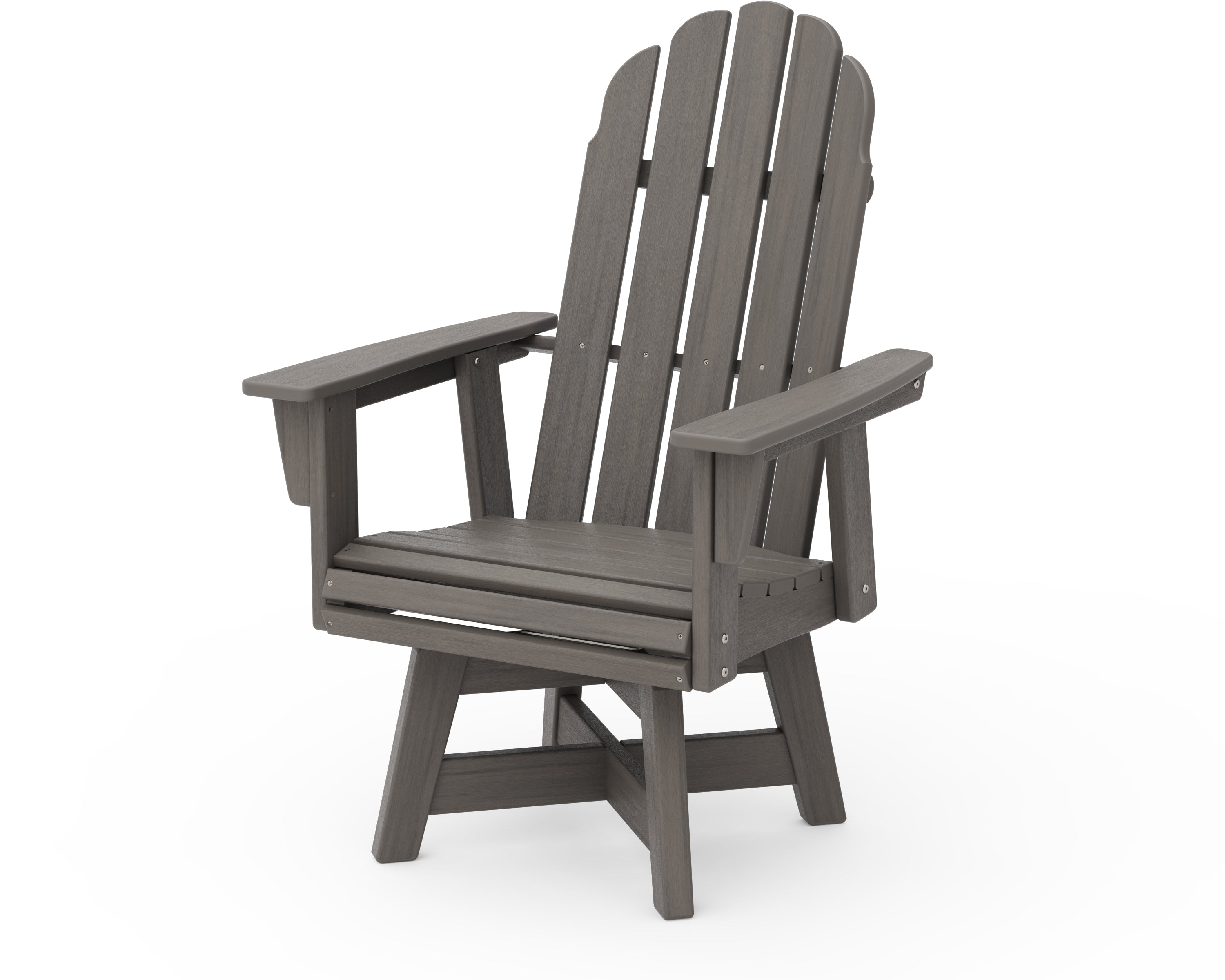 POLYWOOD Vineyard Curveback Adirondack Swivel Dining Chair in Driftwood