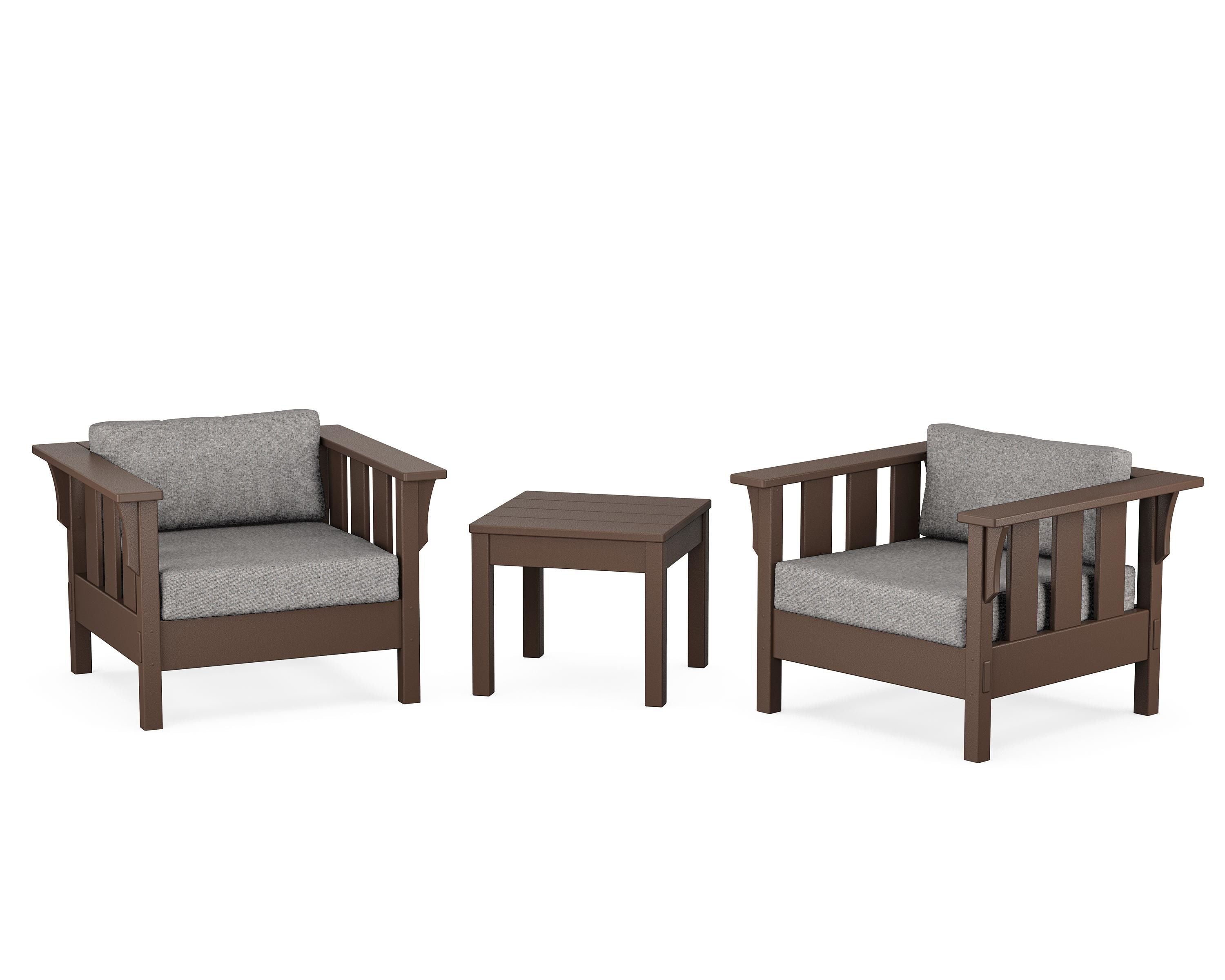 Martha Stewart by POLYWOOD Acadia 3-Piece Deep Seating Set in Mahogany / Grey Mist