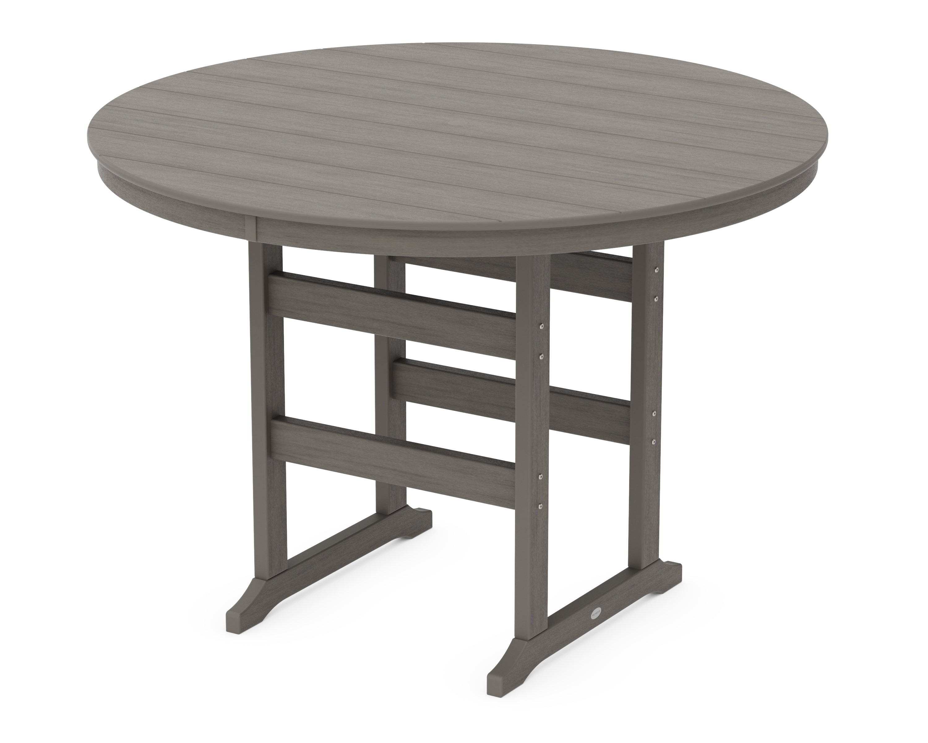 POLYWOOD 60” Round Farmhouse Bar Table in Driftwood
