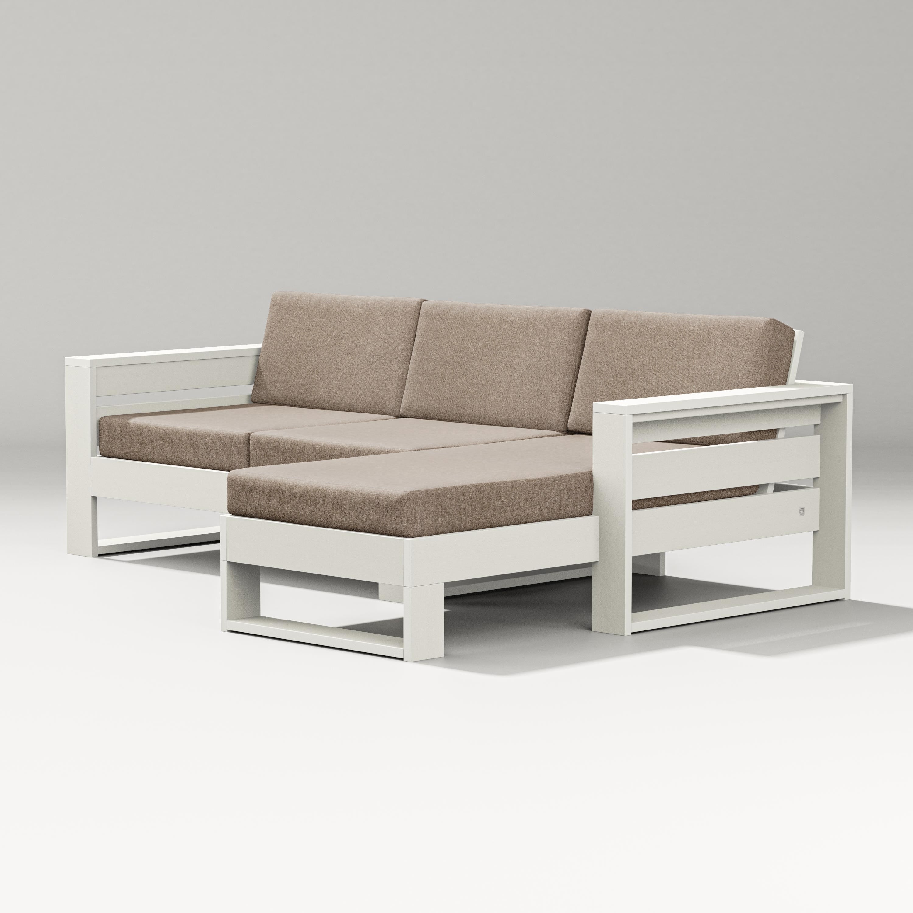 PW Designer Series Latitude Right Chaise Sectional in Vintage White / Spiced Burlap