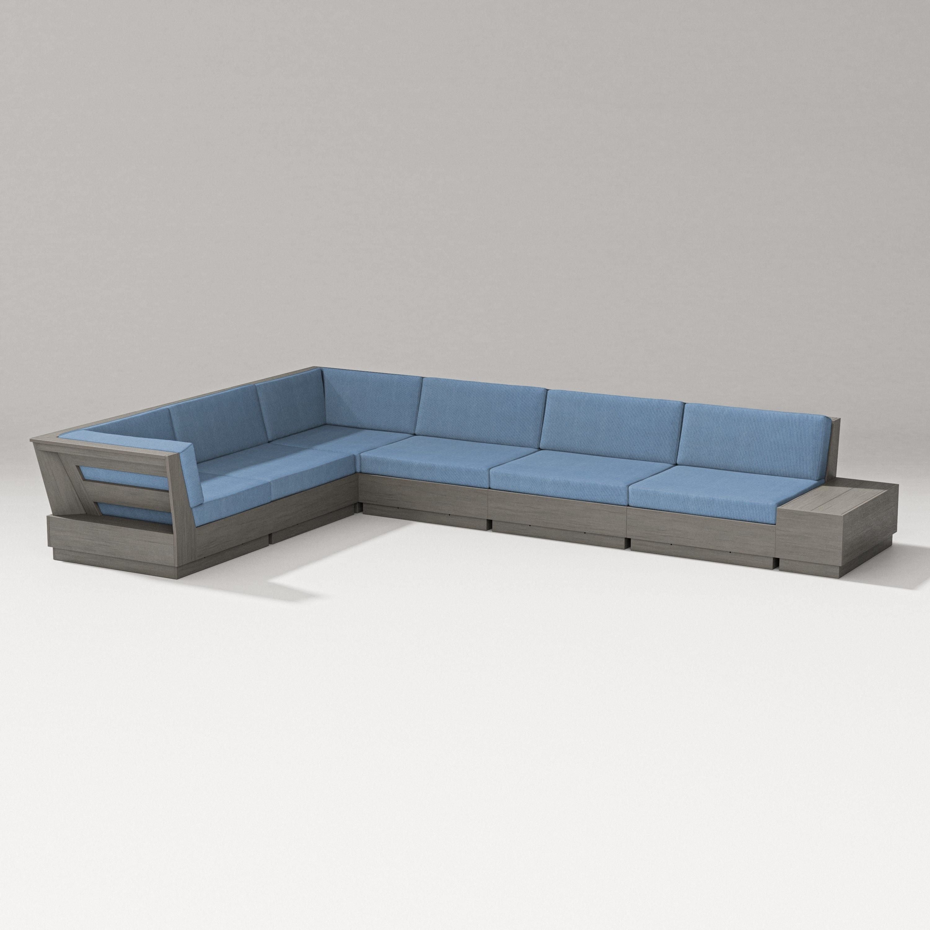 PW Designer Series Elevate 7-Piece Corner Sectional in Driftwood / Sky Blue