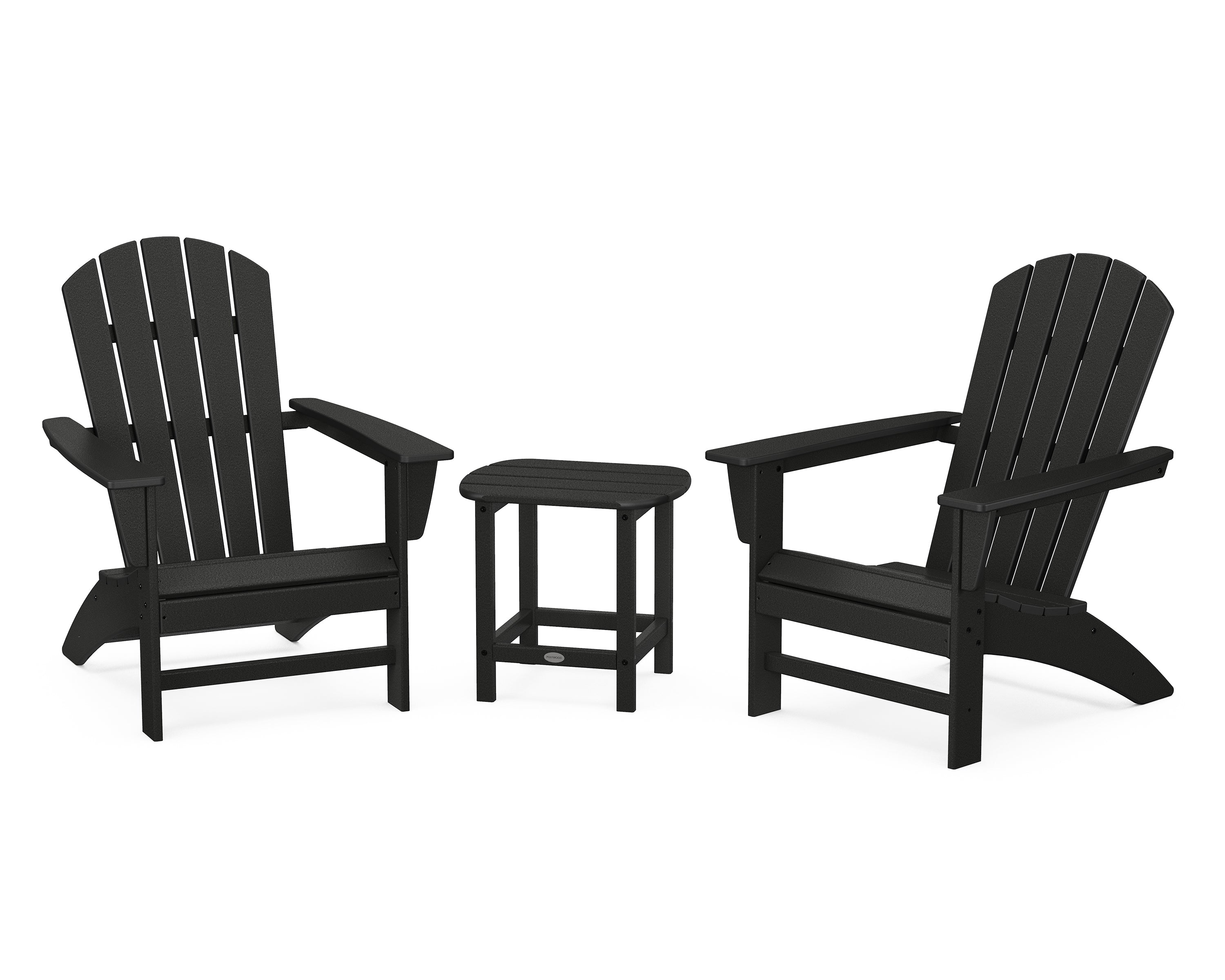 POLYWOOD® Nautical 3-Piece Adirondack Set with South Beach 18" Side Table in Black