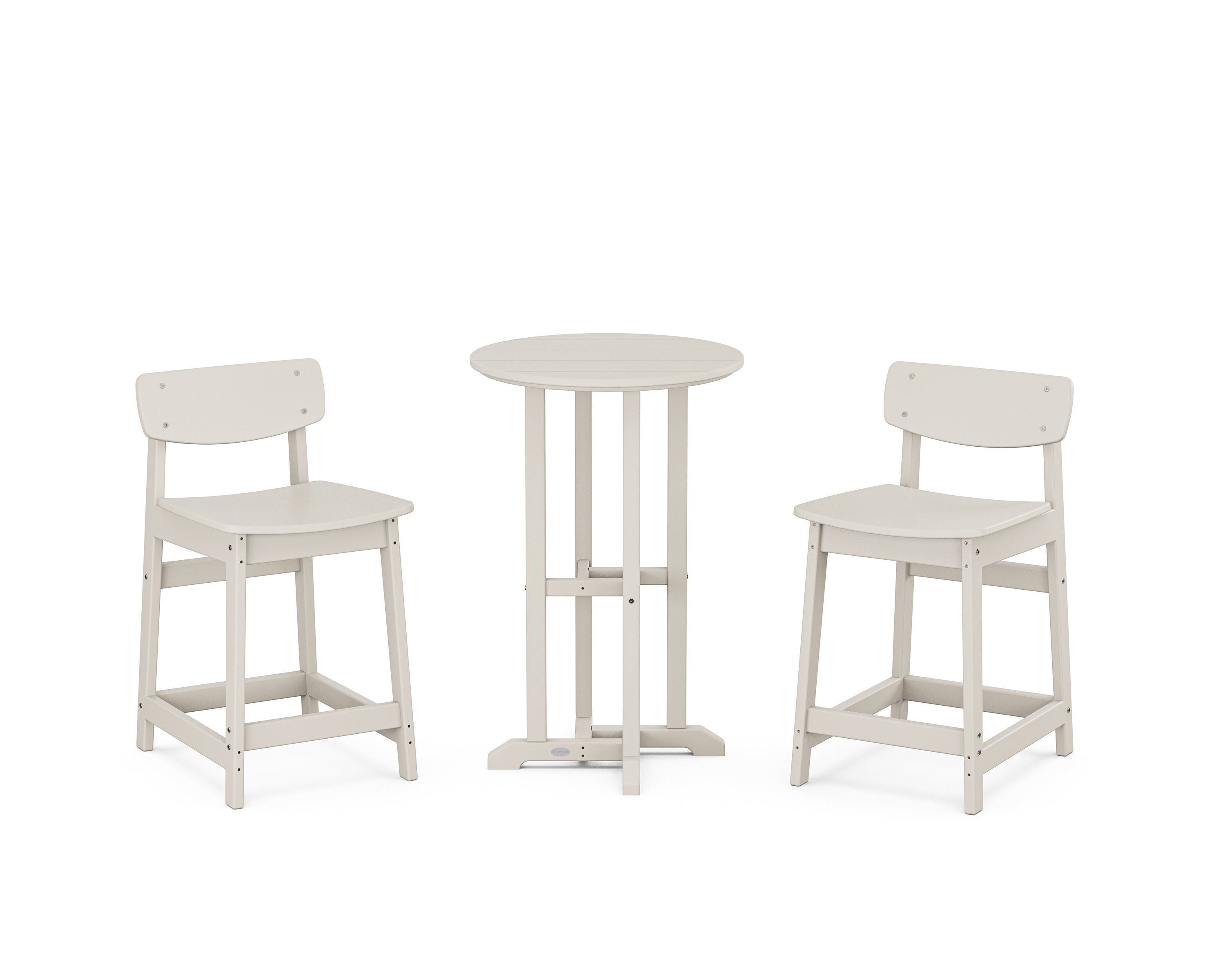 POLYWOOD Modern Studio Urban Lowback 3-Piece Bistro Counter Set in Sand