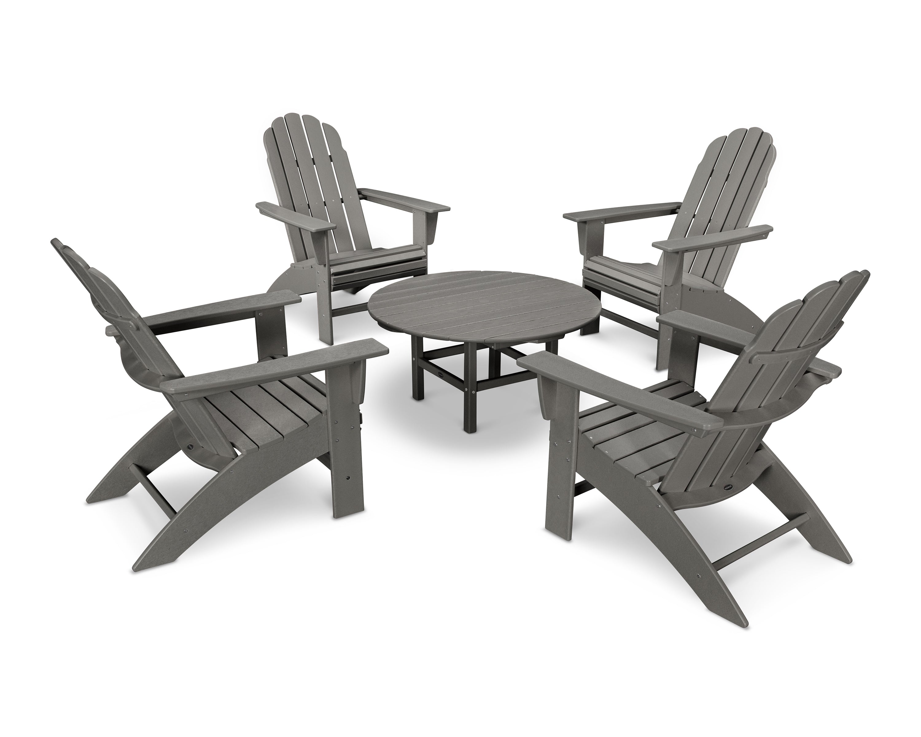 POLYWOOD Vineyard 5-Piece Oversized Adirondack Set in Slate Grey