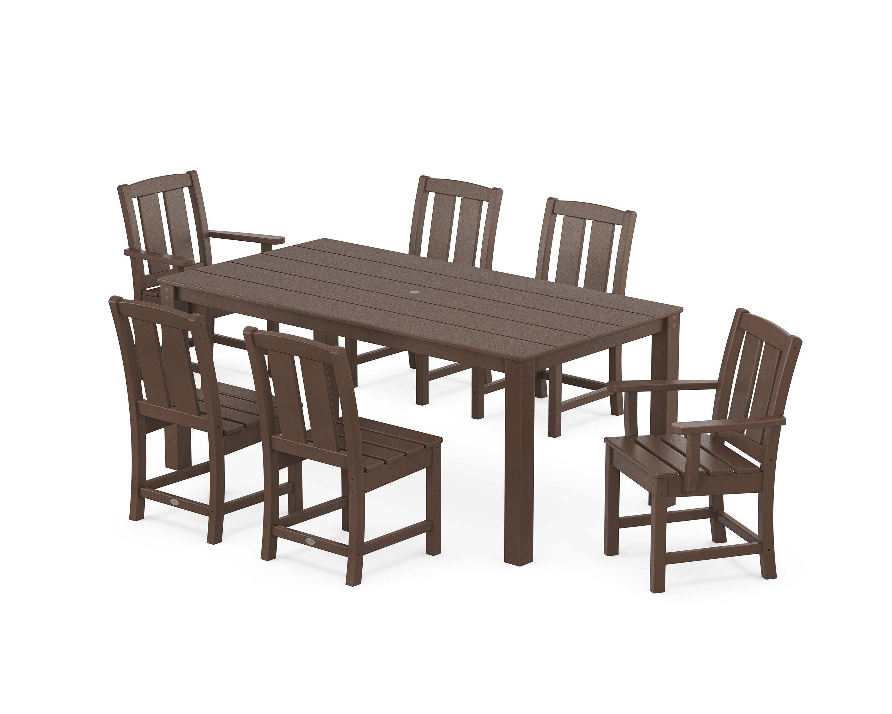 POLYWOOD Mission 7-Piece Parsons Dining Set in Mahogany