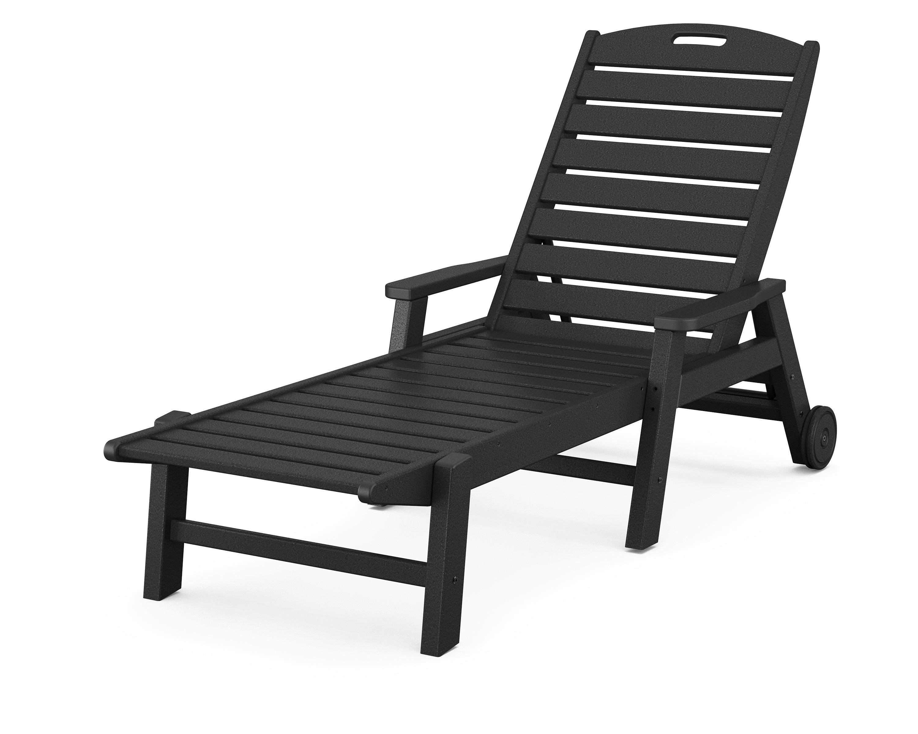 POLYWOOD® Nautical Chaise with Arms & Wheels in Black