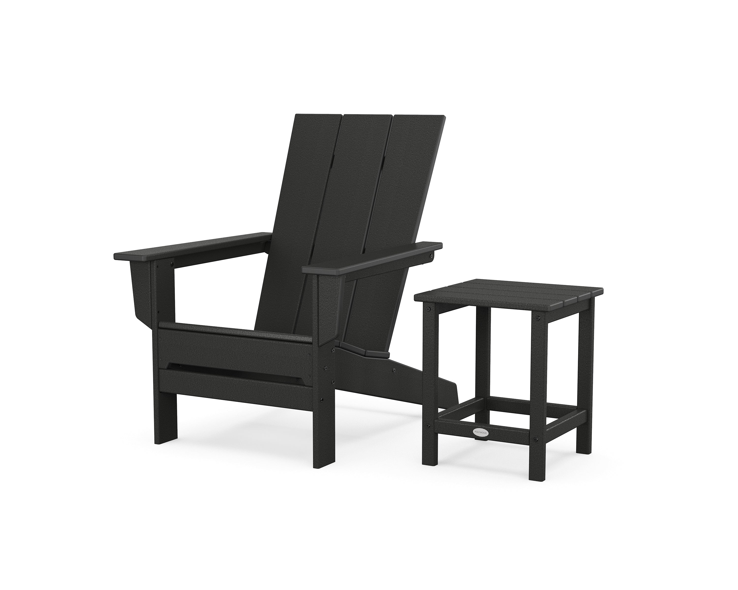 POLYWOOD Modern Studio Adirondack Chair with Side Table in Black