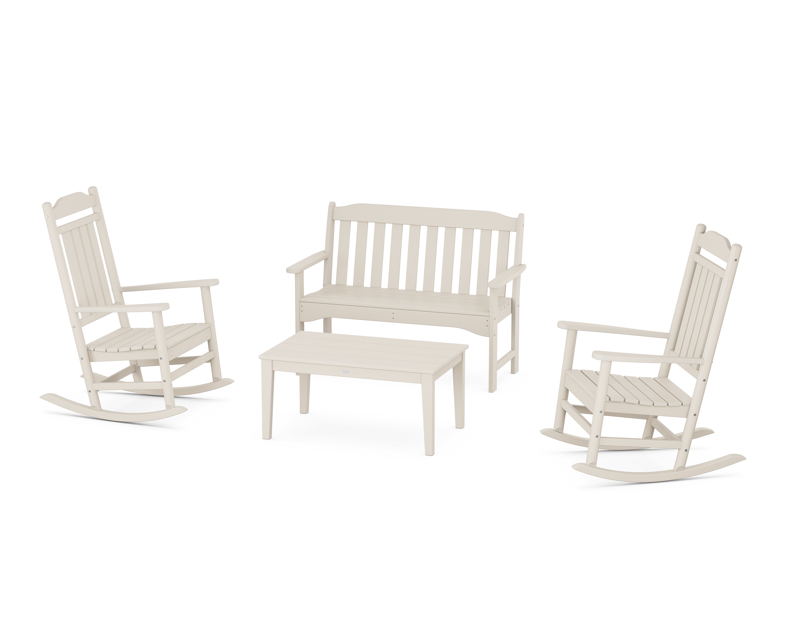 POLYWOOD Country Living Legacy Rocking Chair 4-Piece Porch Set in Sand