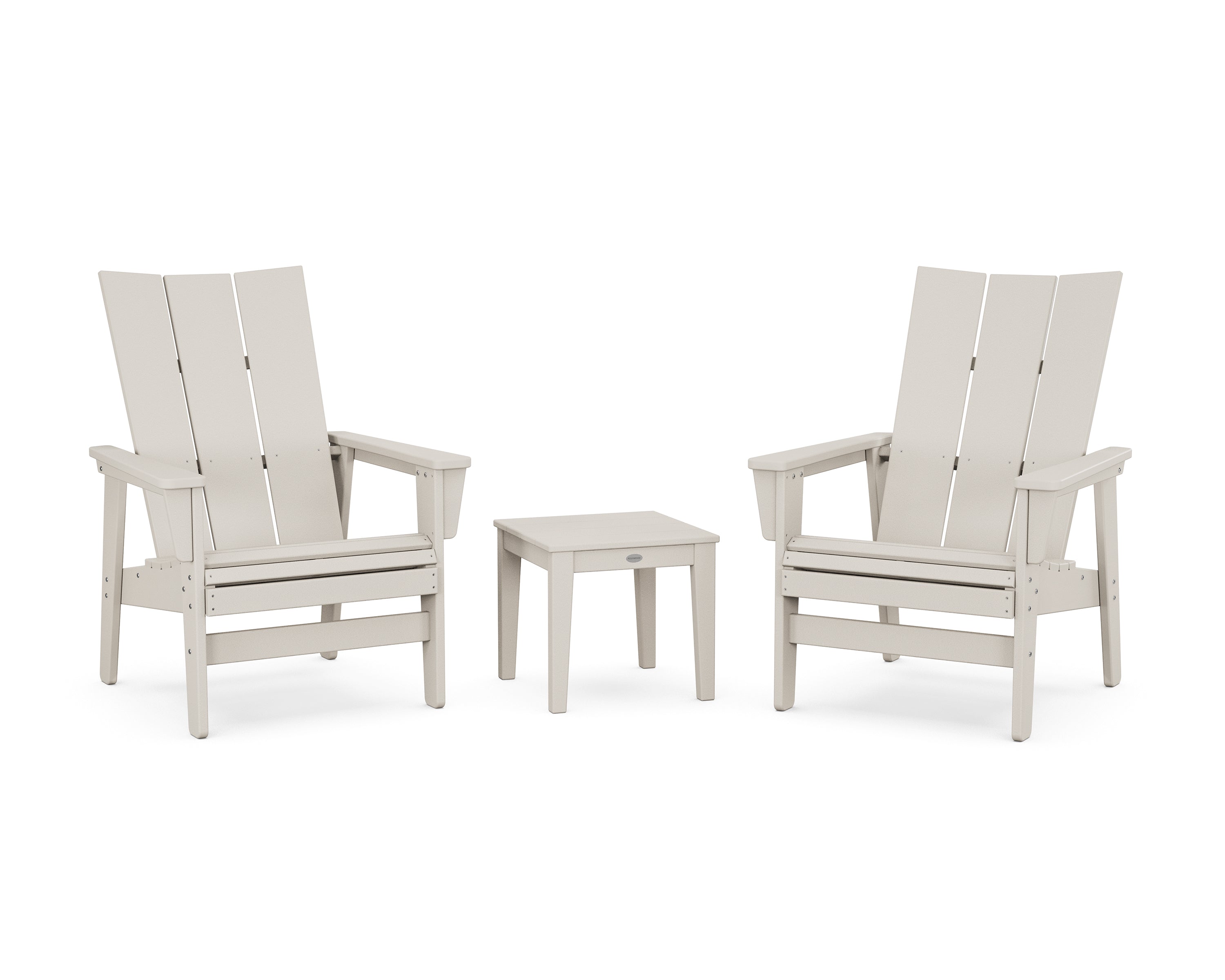POLYWOOD 3-Piece Modern Grand Upright Adirondack Set in Sand