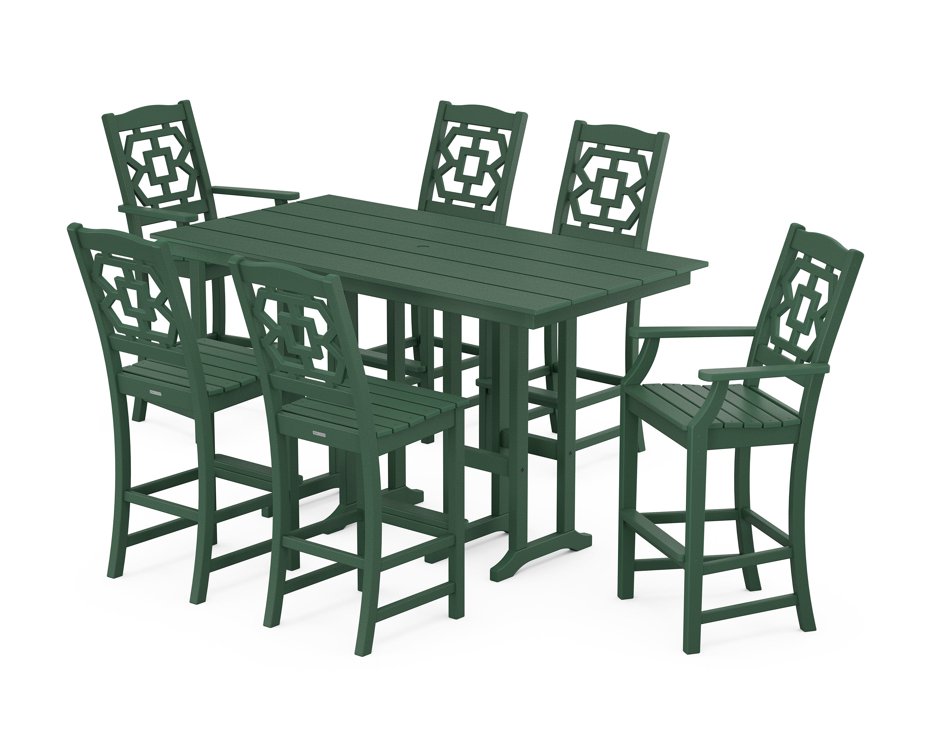 Martha Stewart by POLYWOOD Chinoiserie 7-Piece Farmhouse Bar Set in Green