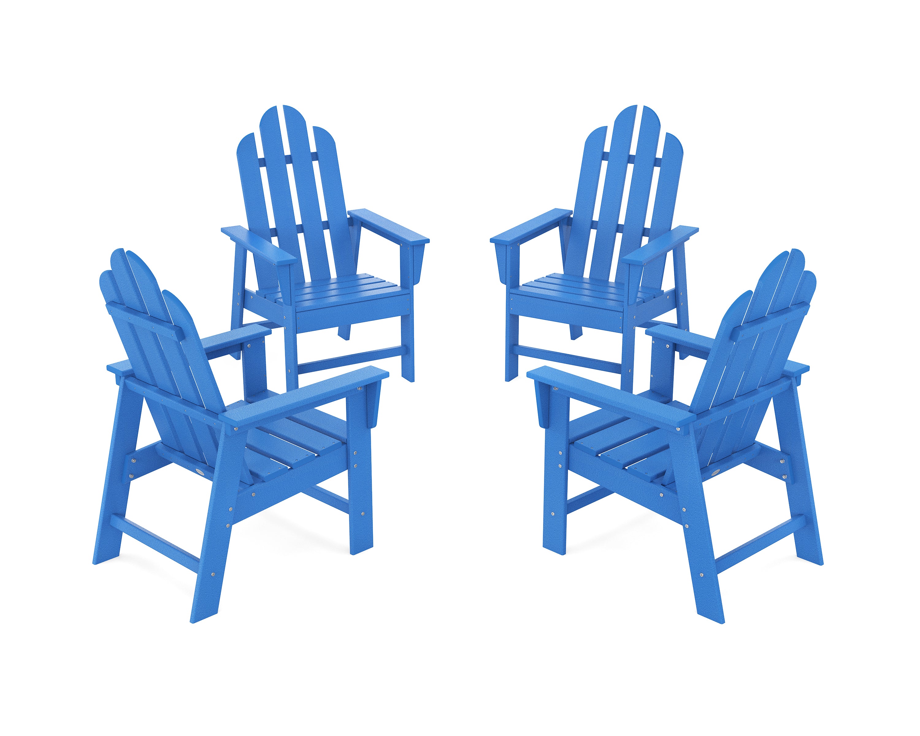 POLYWOOD Long Island 4-Piece Upright Adirondack Conversation Set in Pacific Blue