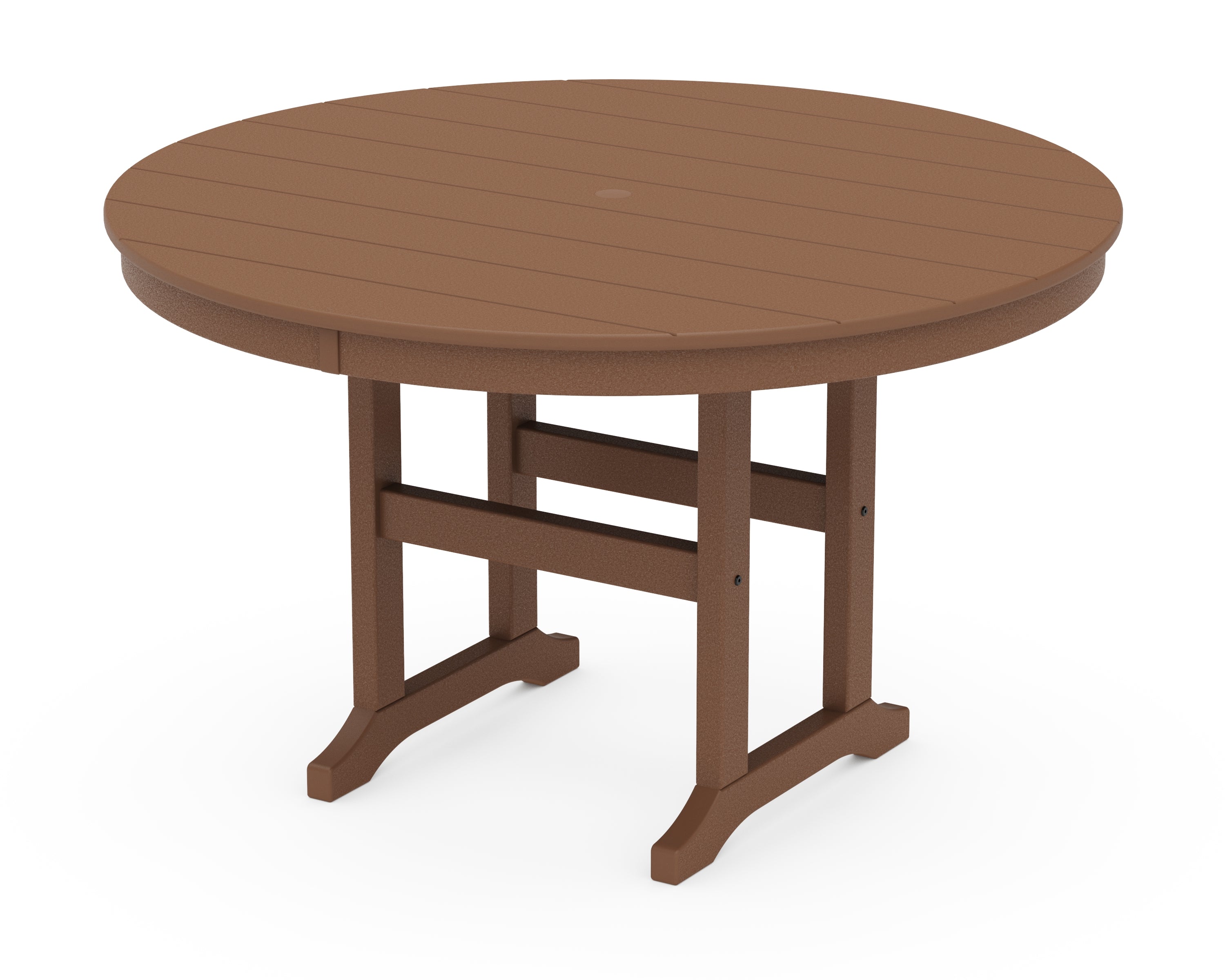POLYWOOD 48" Round Farmhouse Dining Table in Teak
