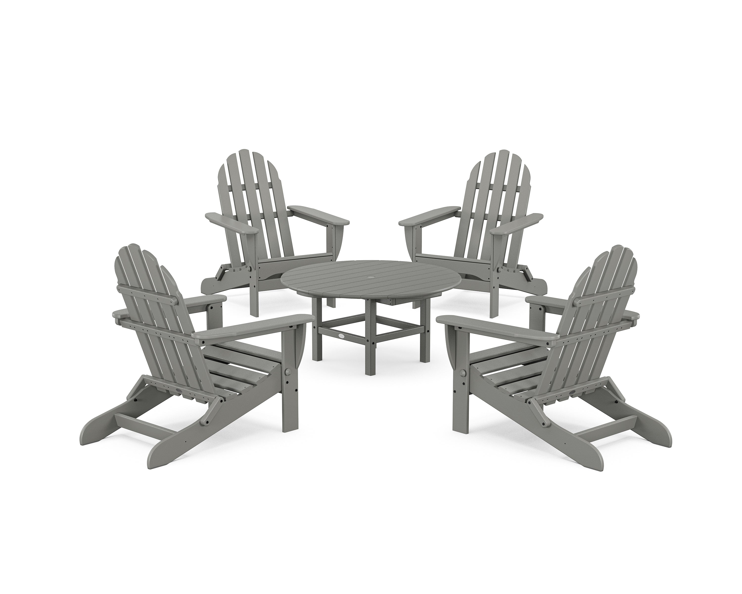 POLYWOOD® Classic Folding Adirondack 5-Piece Conversation Group in Slate Grey