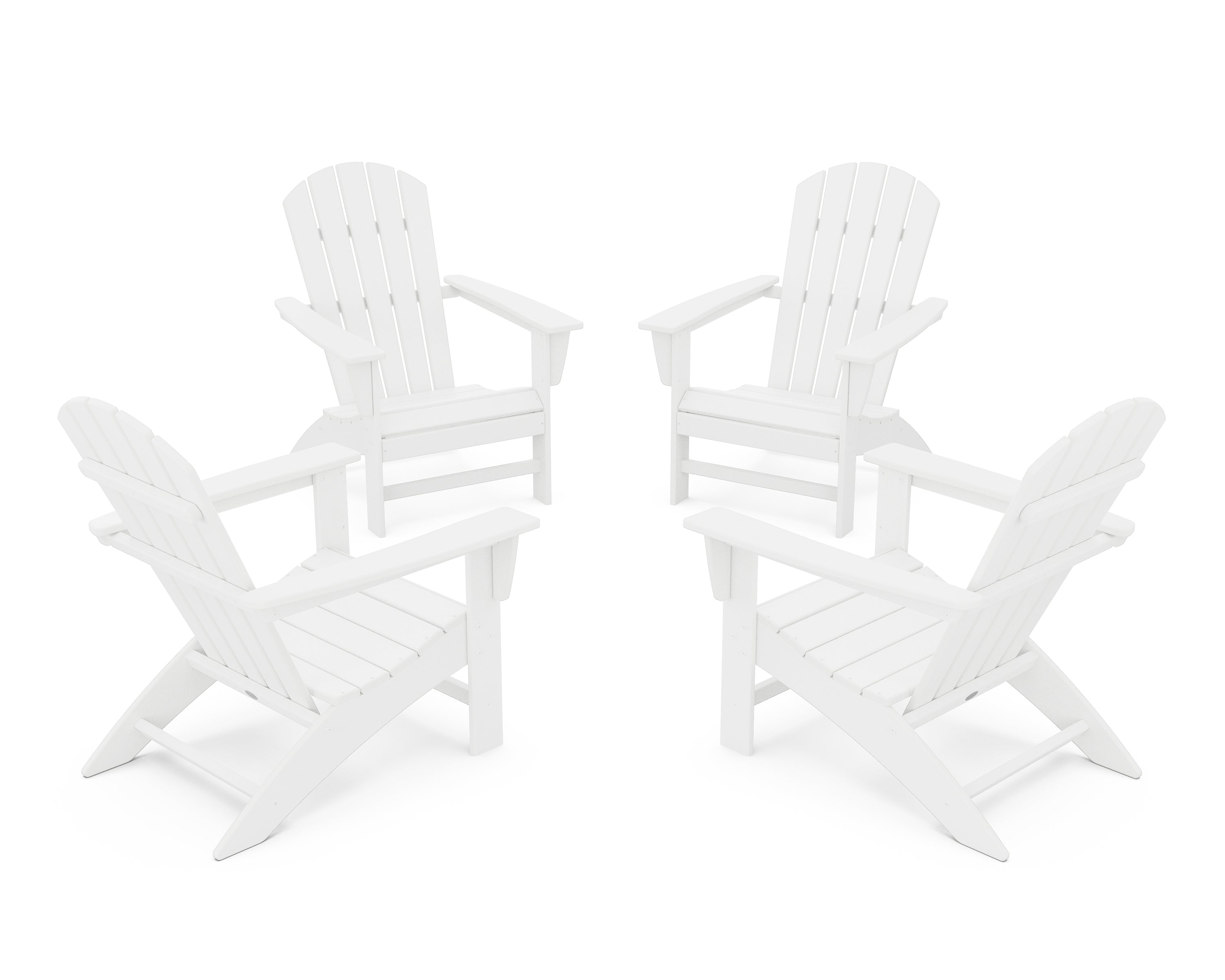 POLYWOOD® Nautical 4-Piece Adirondack Conversation Set in White
