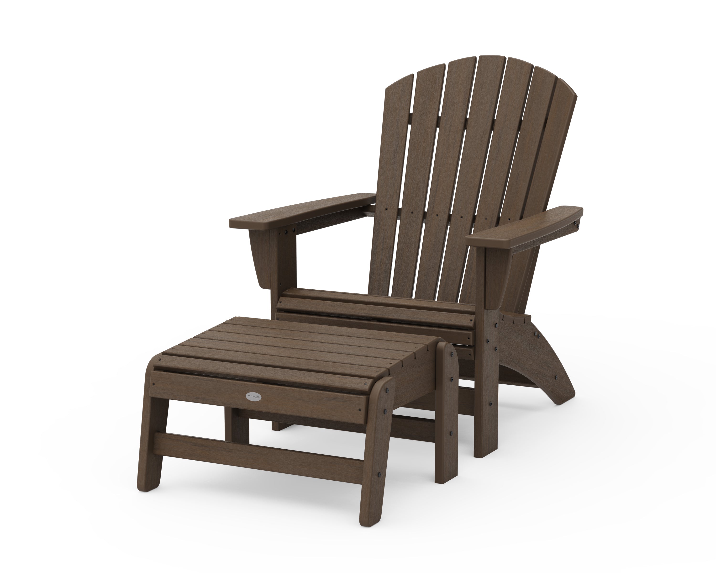 POLYWOOD Nautical Grand Adirondack Chair with Ottoman in Kona