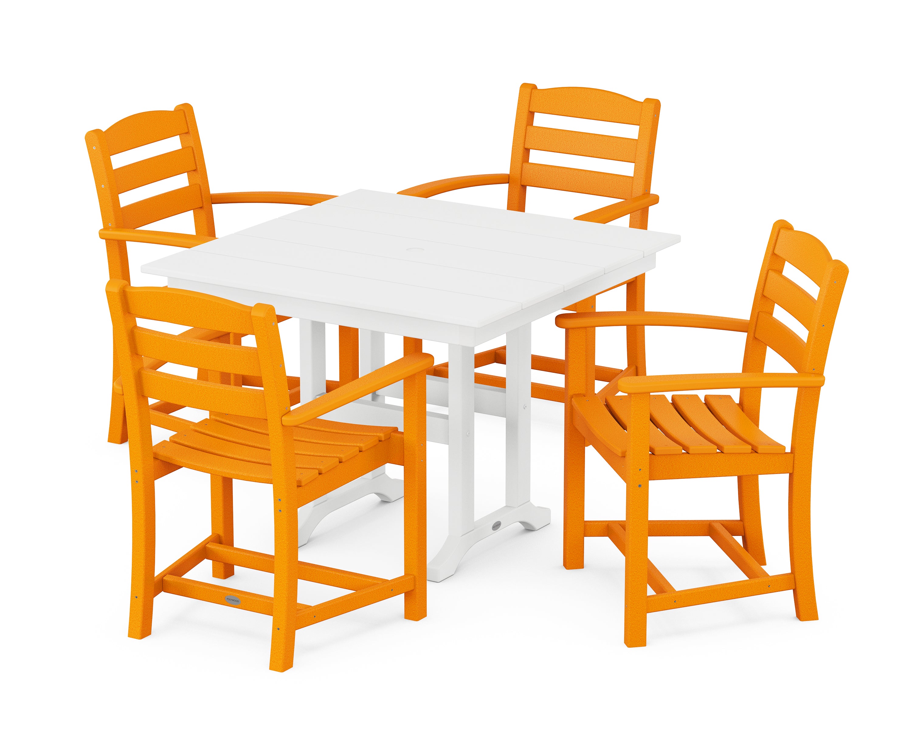 POLYWOOD La Casa Café 5-Piece Farmhouse Dining Set in Tangerine / White