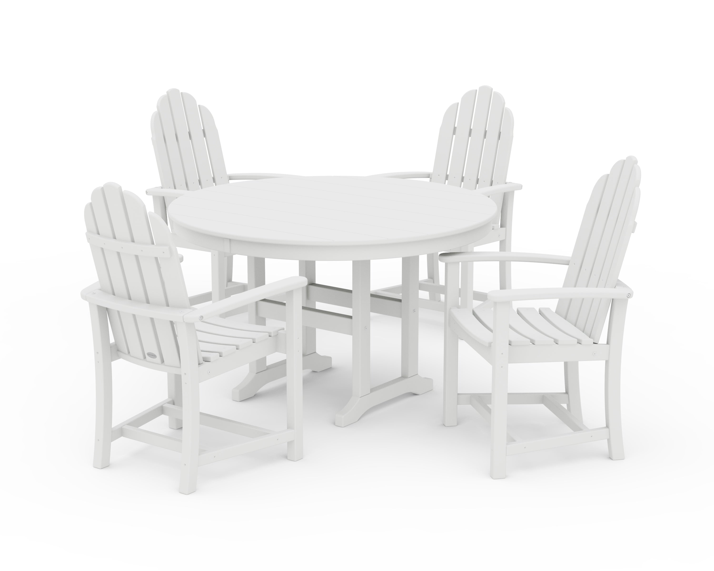 POLYWOOD Classic Adirondack 5-Piece Round Farmhouse Dining Set in White