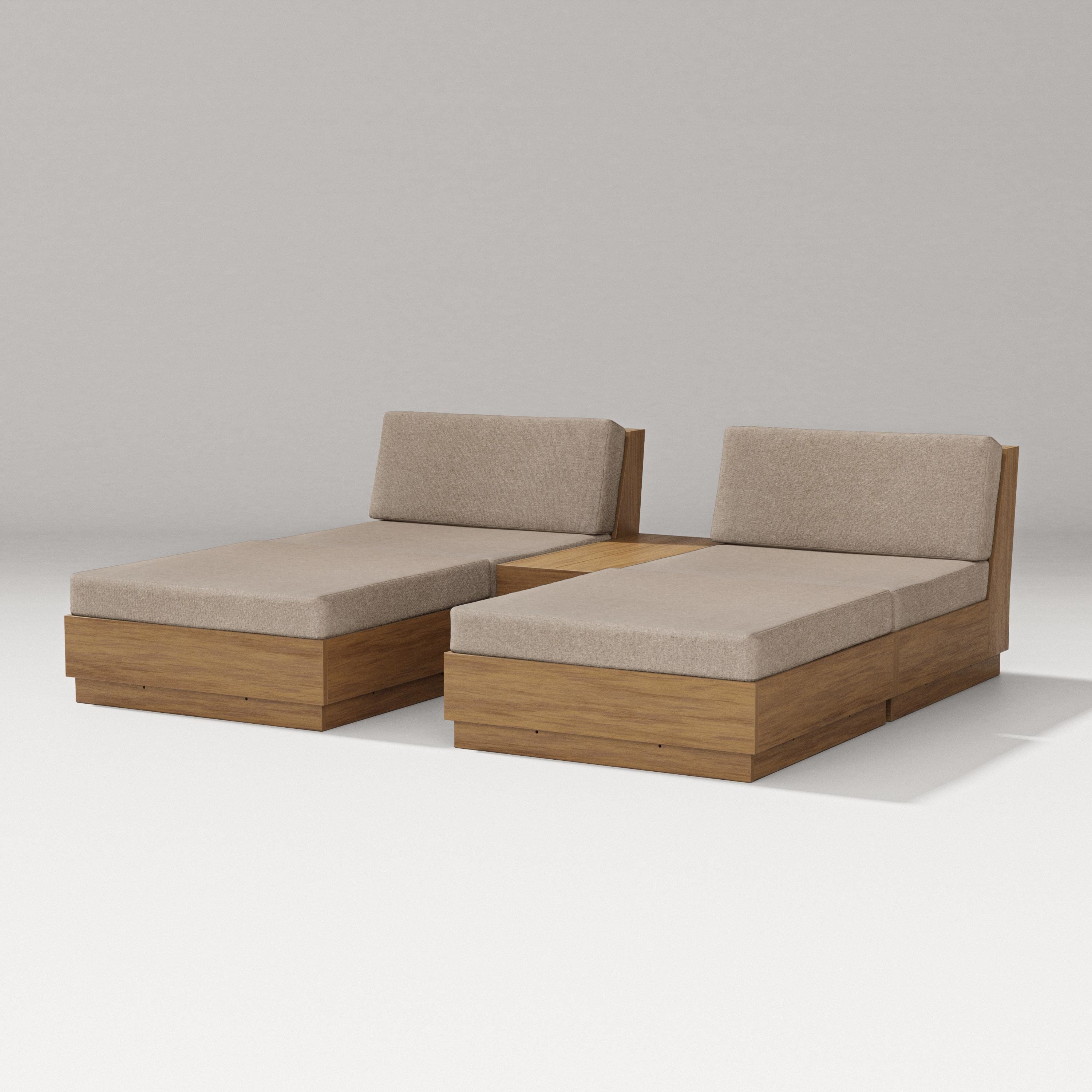 PW Designer Series Elevate Double Chaise Set in Natural / Spiced Burlap