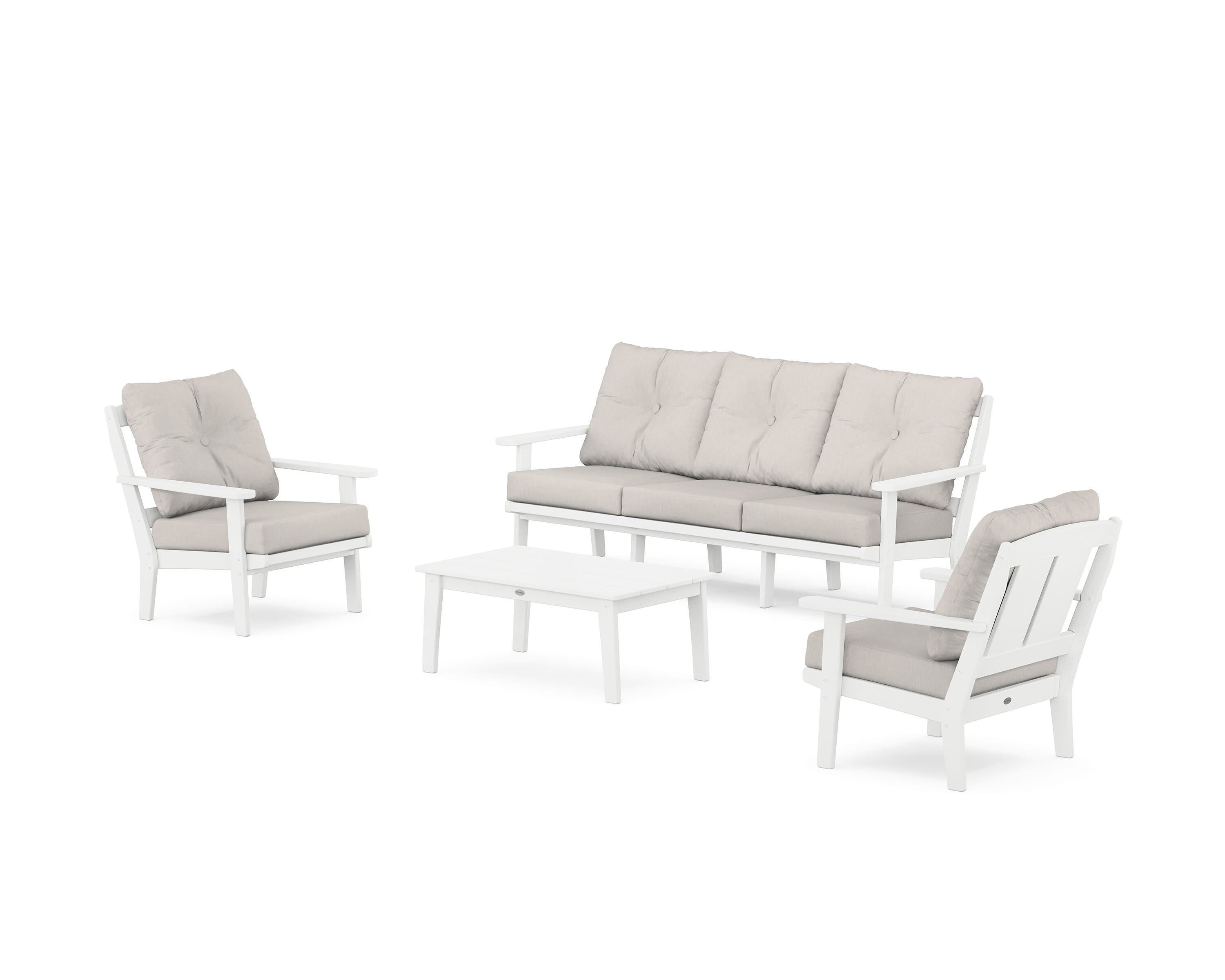POLYWOOD Mission 4-Piece Deep Seating Set with Sofa in White / Cast Ash