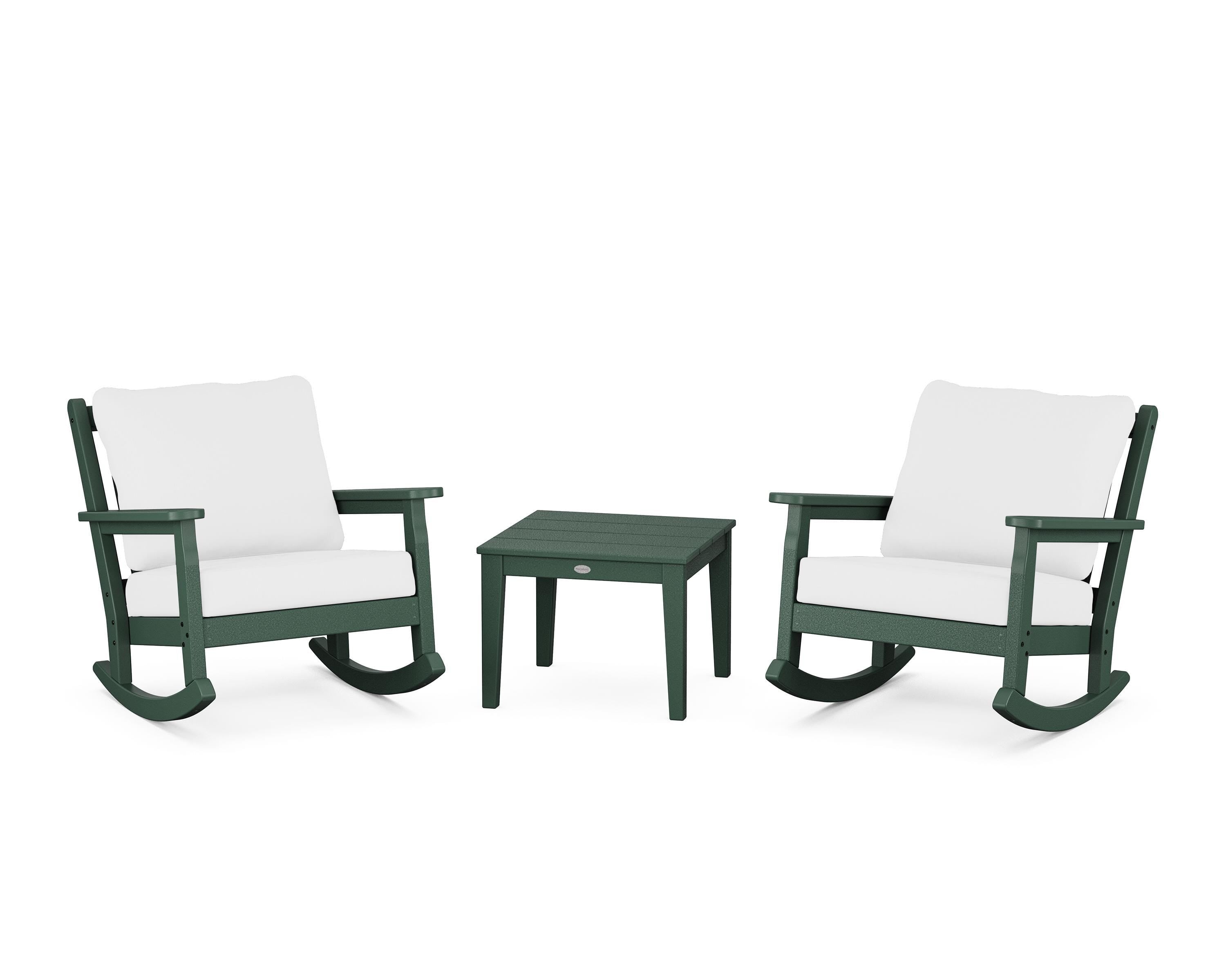 POLYWOOD Chippendale 3-Piece Deep Seating Rocker Set in Green / Natural