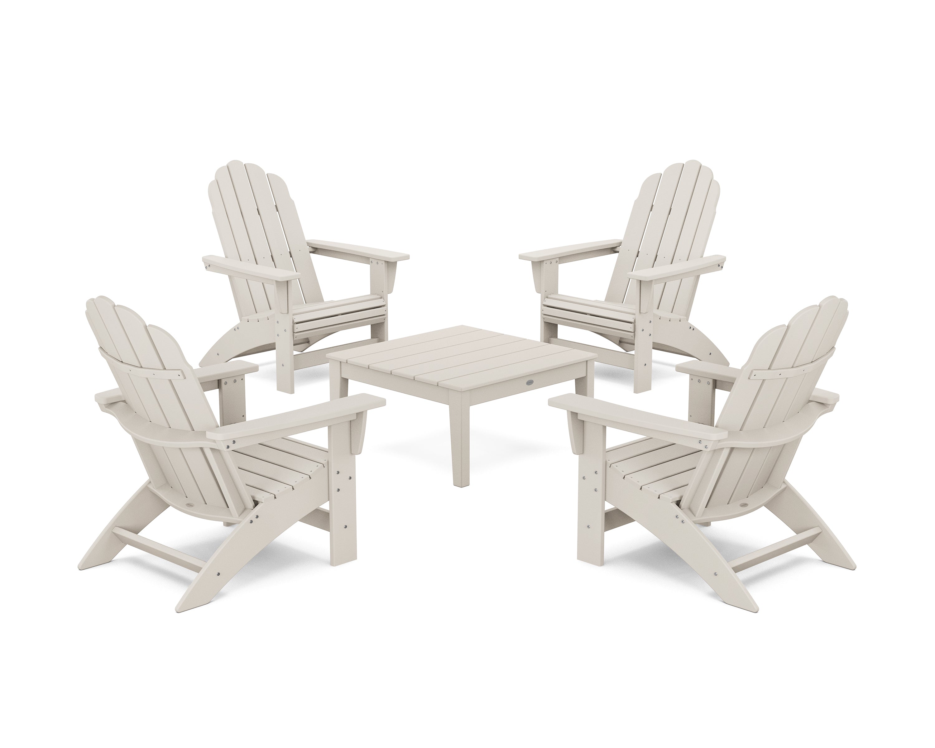 POLYWOOD 5-Piece Vineyard Grand Adirondack Chair Conversation Group in Sand