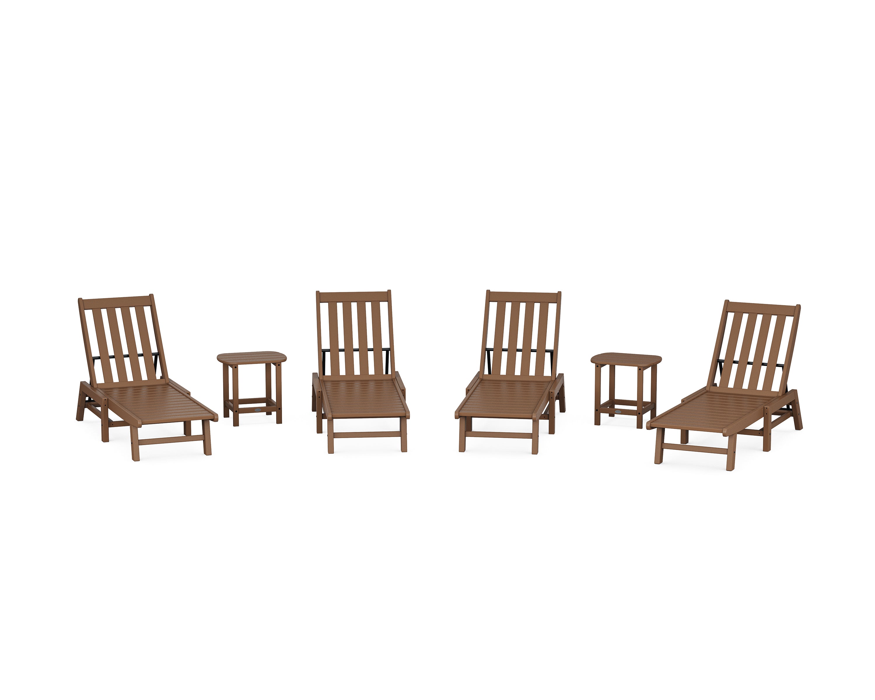 POLYWOOD Vineyard 6-Piece Chaise Set in Teak