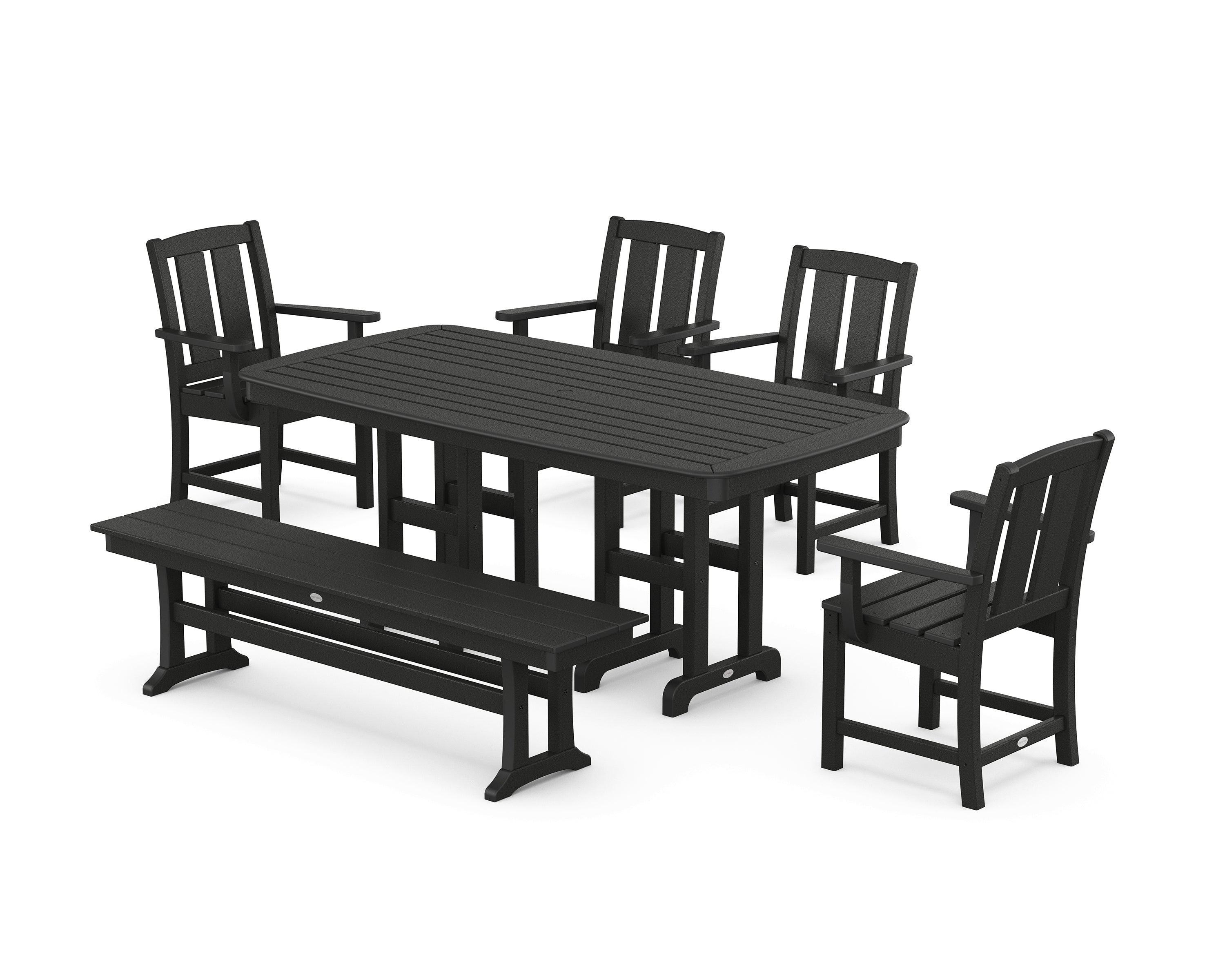 POLYWOOD Mission 6-Piece Dining Set with Bench in Black