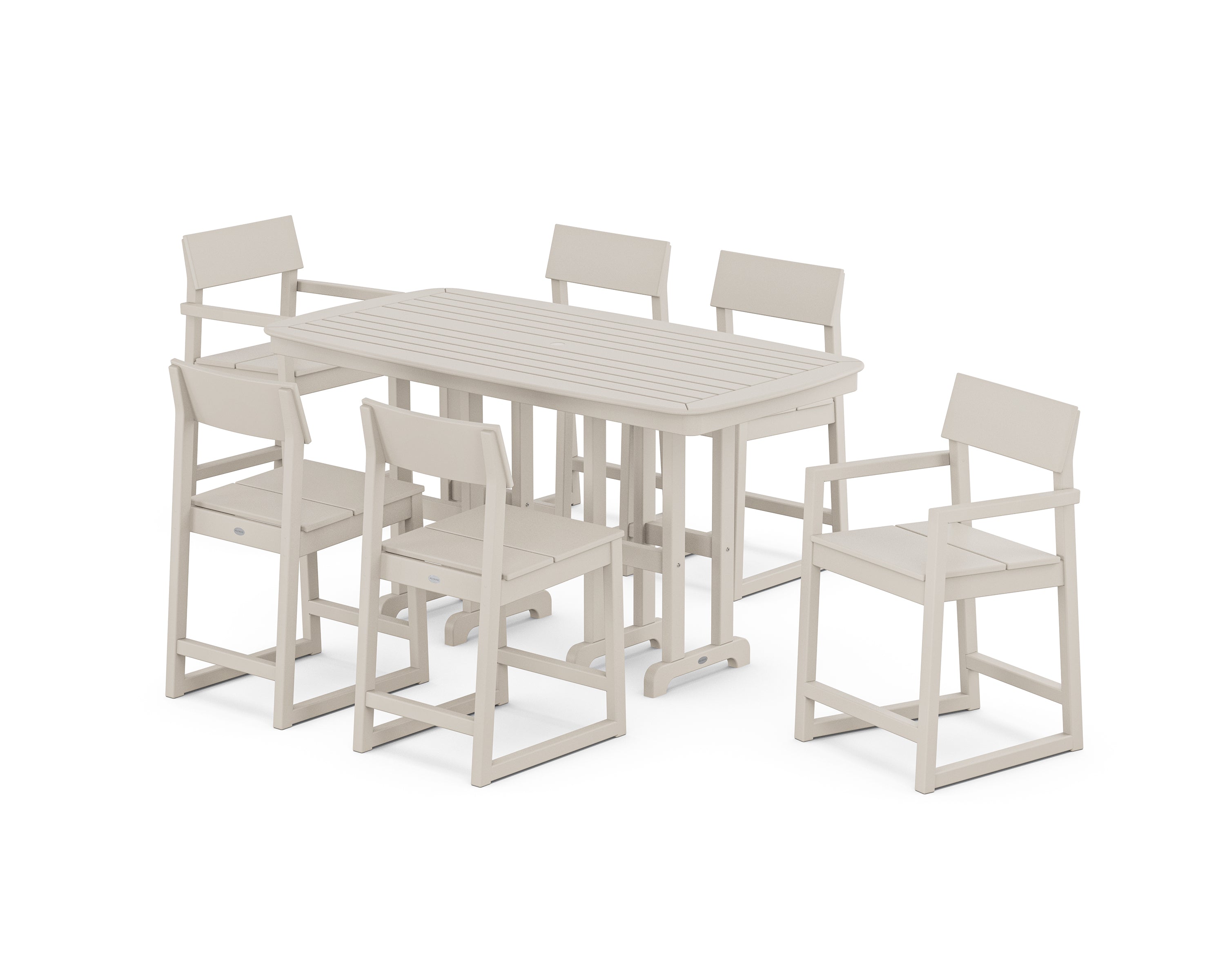 POLYWOOD EDGE 7-Piece Counter Set in Sand
