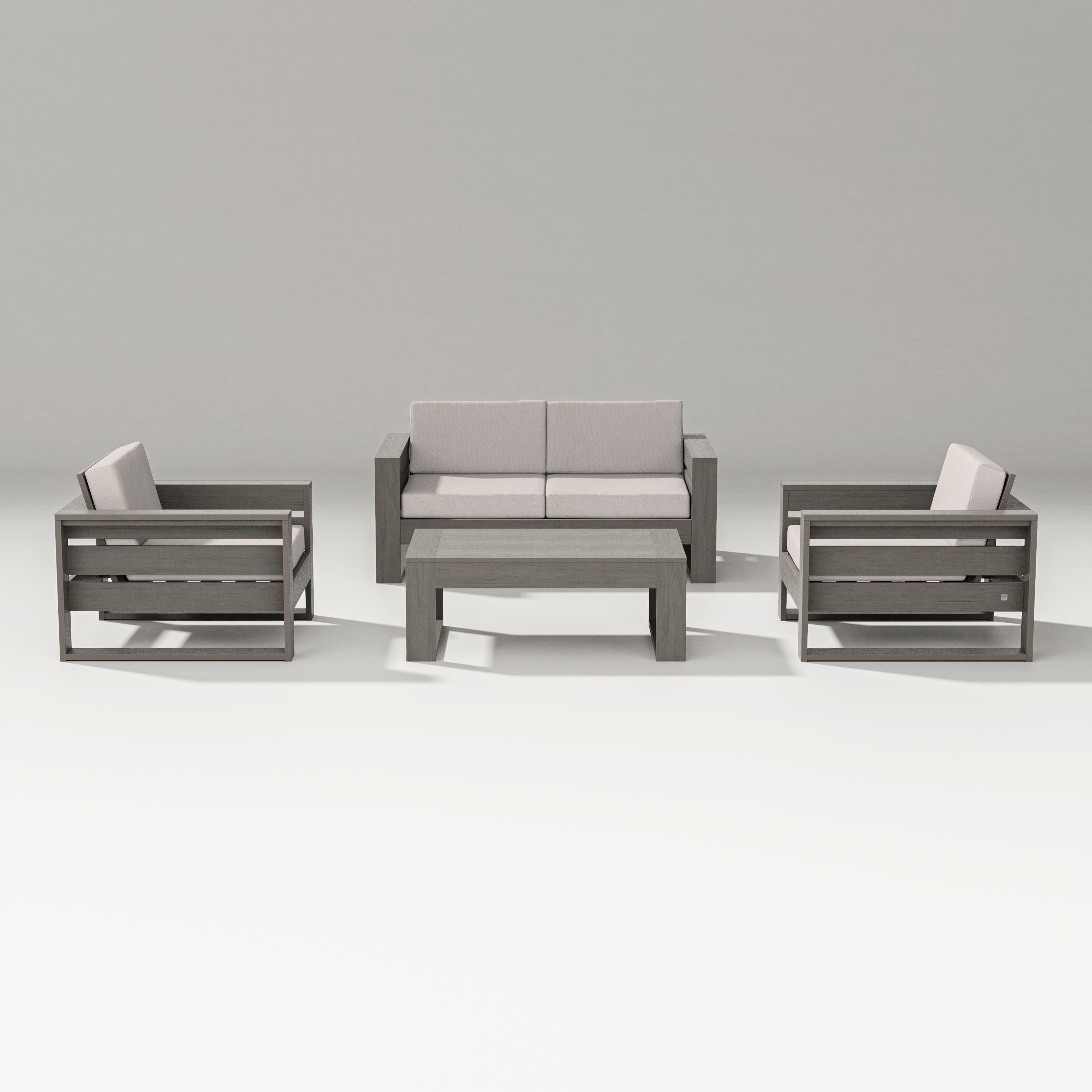 PW Designer Series Latitude 4-Piece Lounge Loveseat Set in Driftwood / Dune Burlap