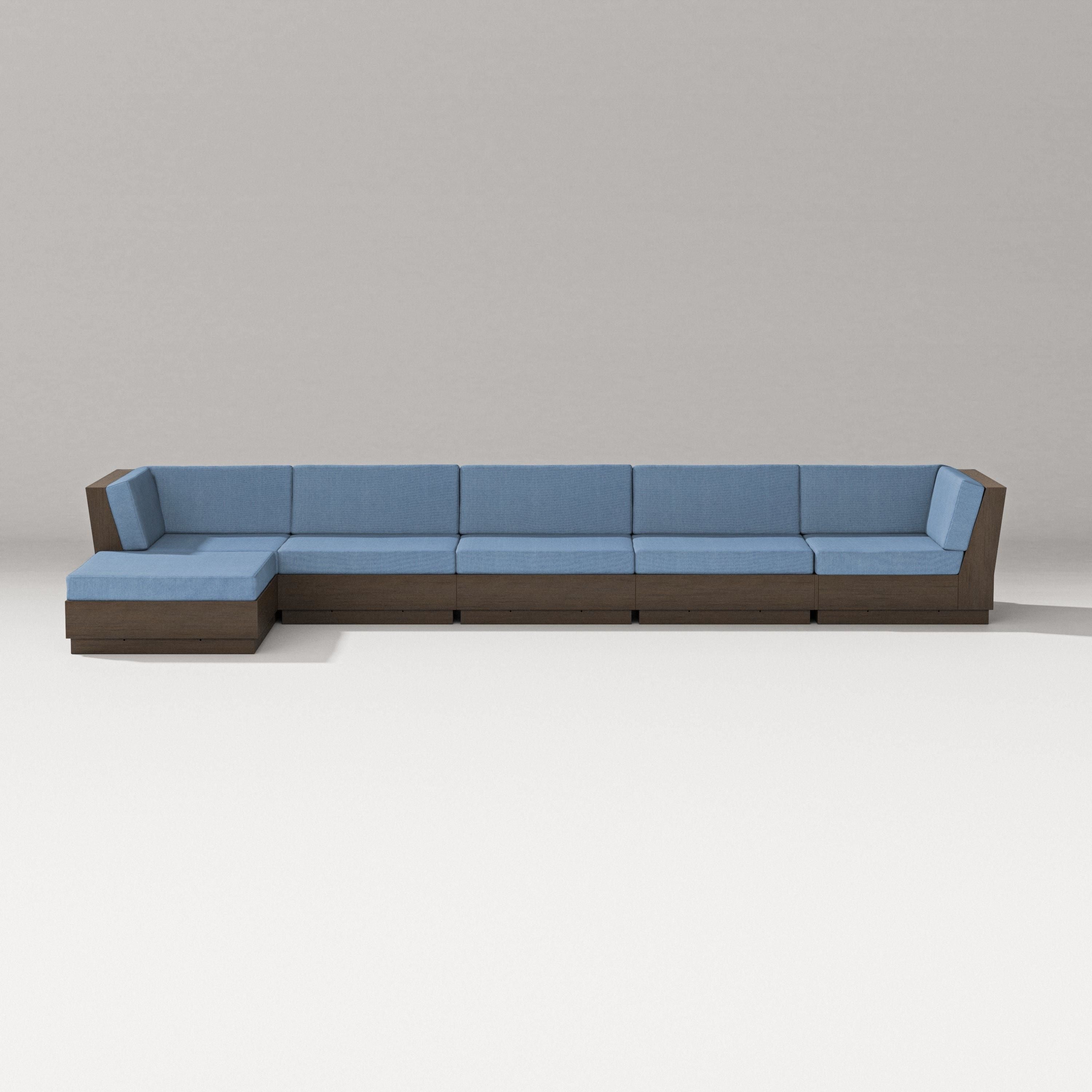 PW Designer Series Elevate 6-Piece Chaise Sectional in Kona / Sky Blue