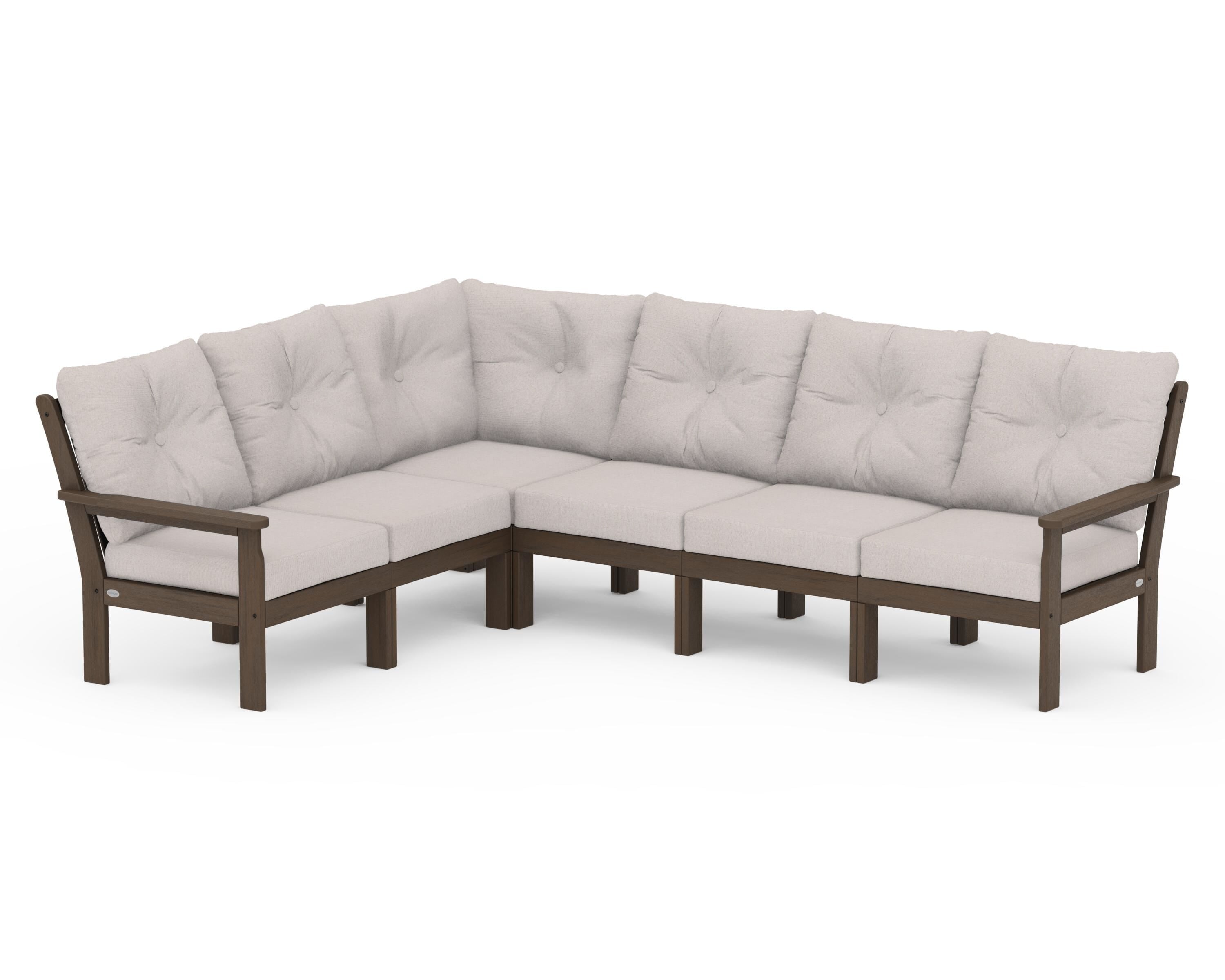 POLYWOOD Vineyard 6-Piece Sectional in Kona / Dune Burlap