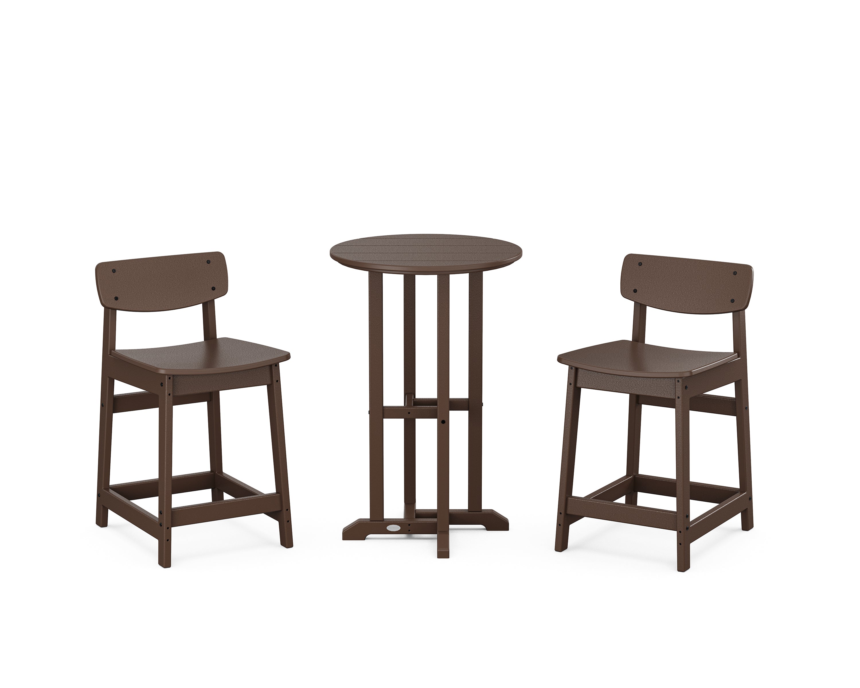 POLYWOOD Modern Studio Urban Lowback 3-Piece Bistro Counter Set in Mahogany