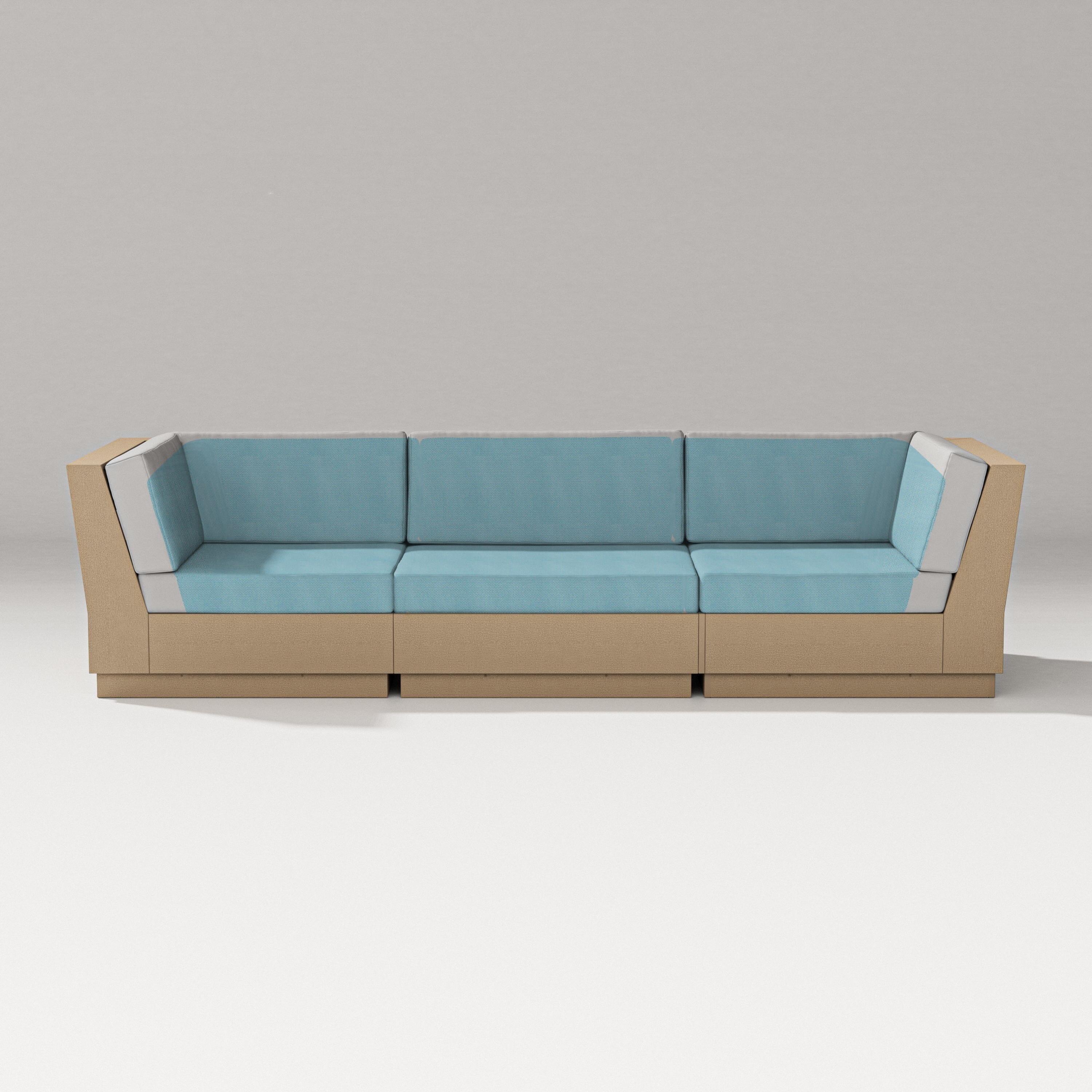 PW Designer Series Elevate Sofa Sectional in Vintage Sahara / Lattice Sky Blue