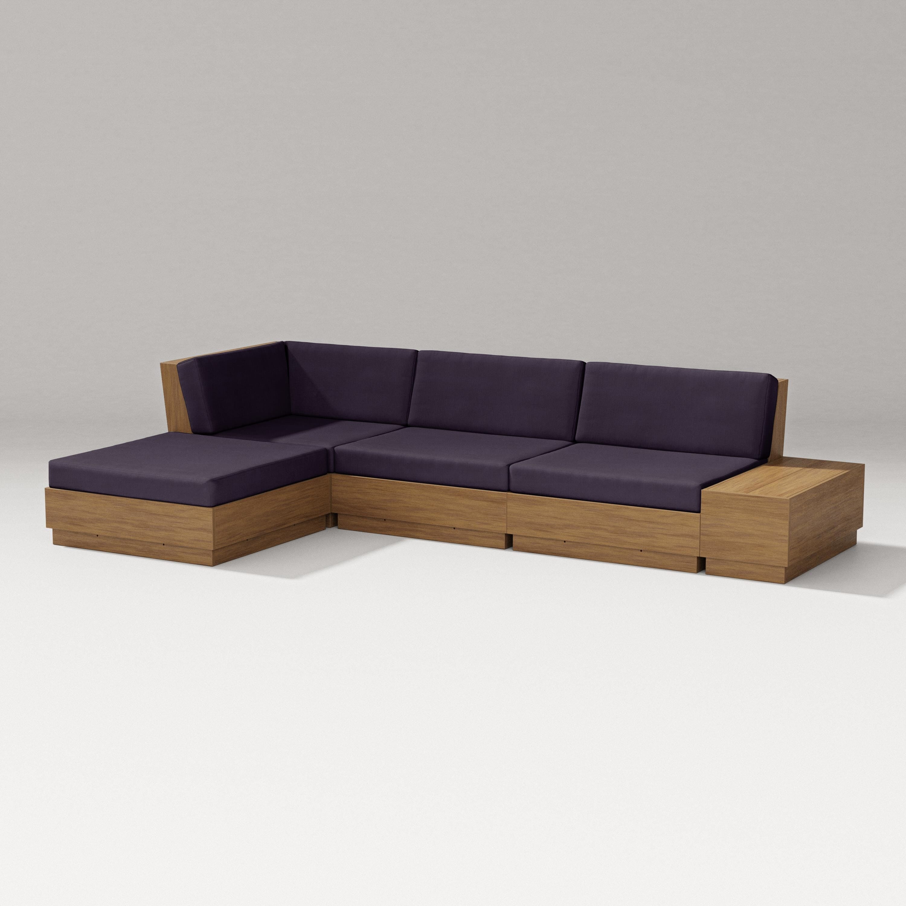 PW Designer Series Elevate Chaise Sectional in Natural / Navy Linen