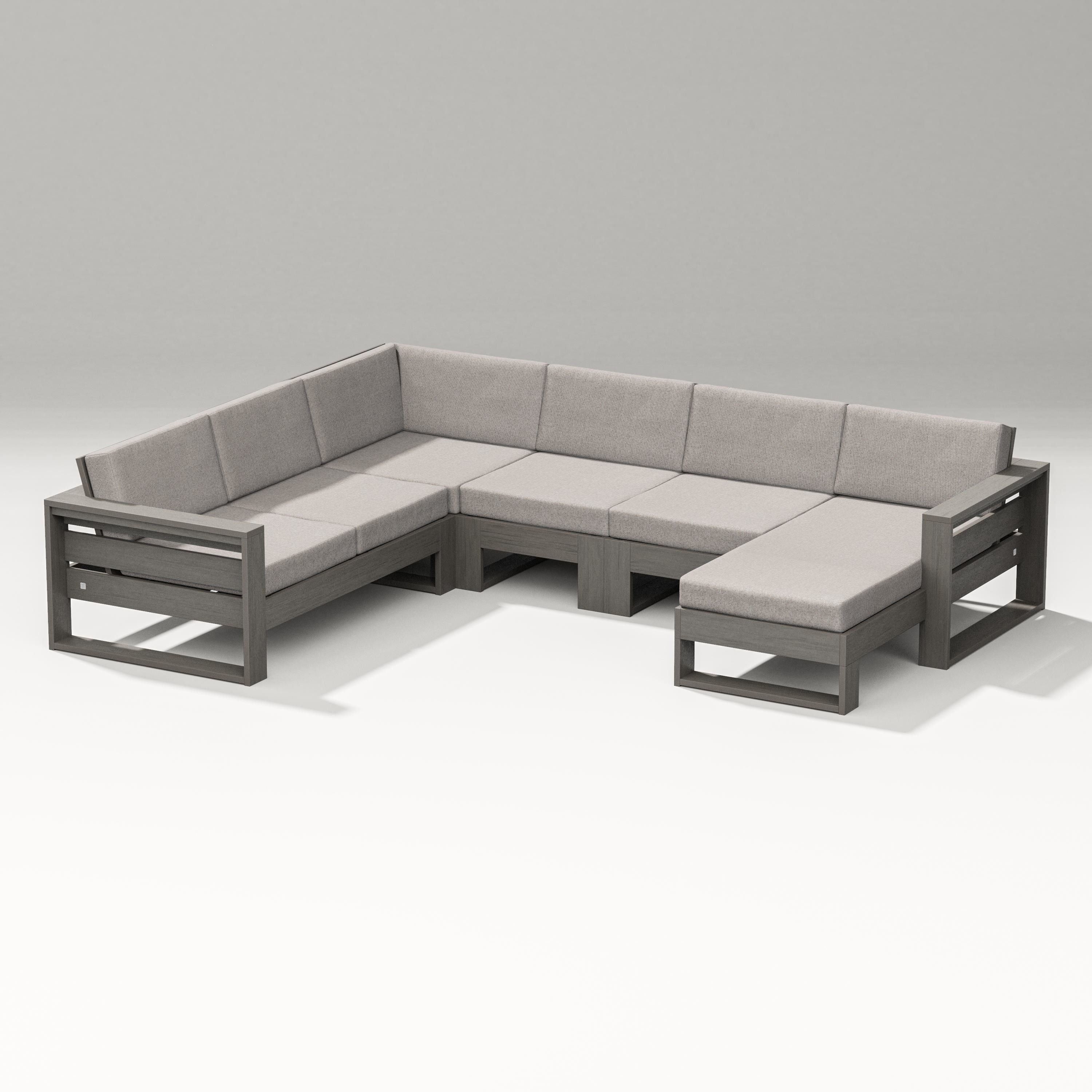 PW Designer Series Latitude Corner Sectional with Right Chaise in Driftwood / Weathered Tweed