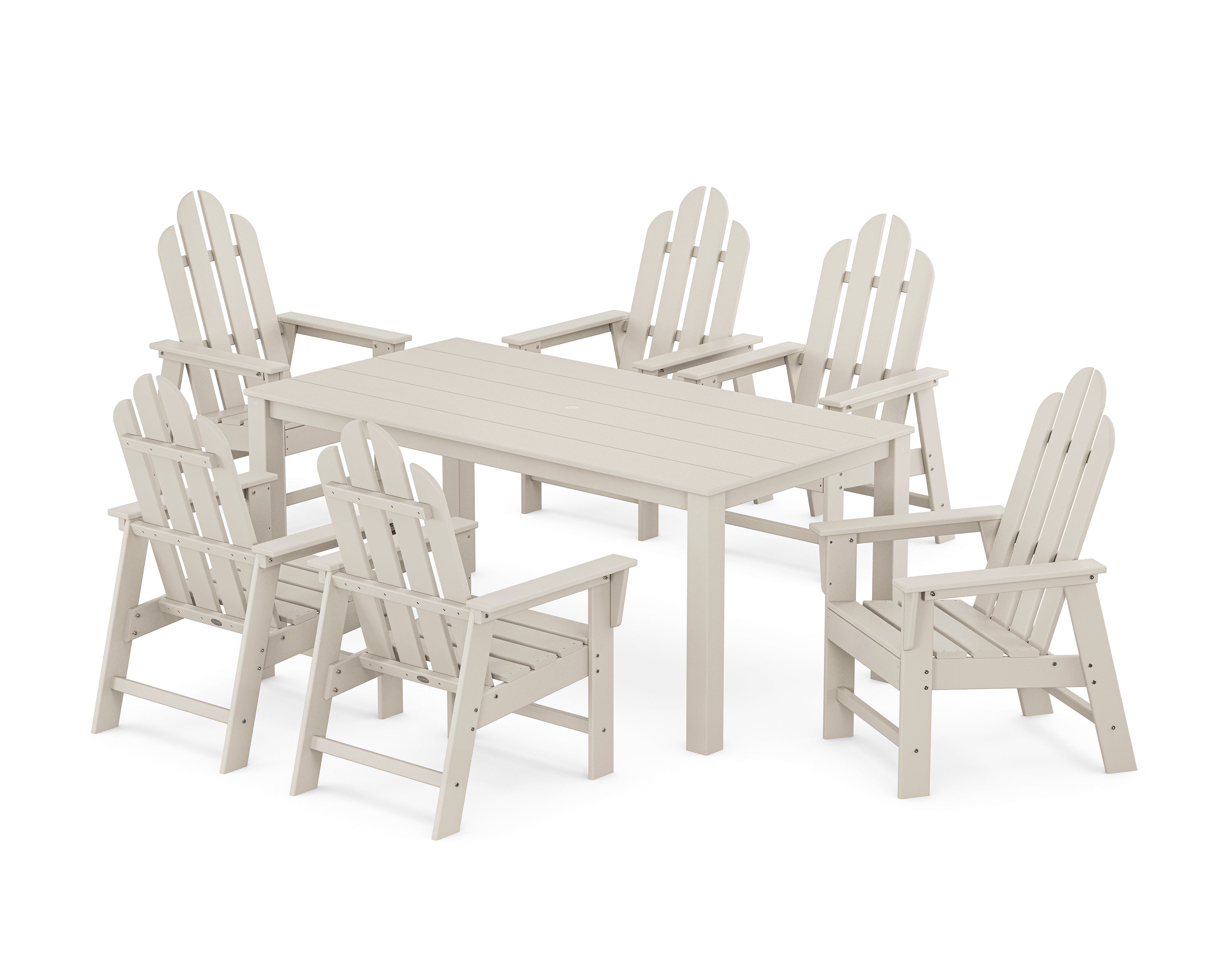 POLYWOOD Long Island 7-Piece Parsons Dining Set in Sand