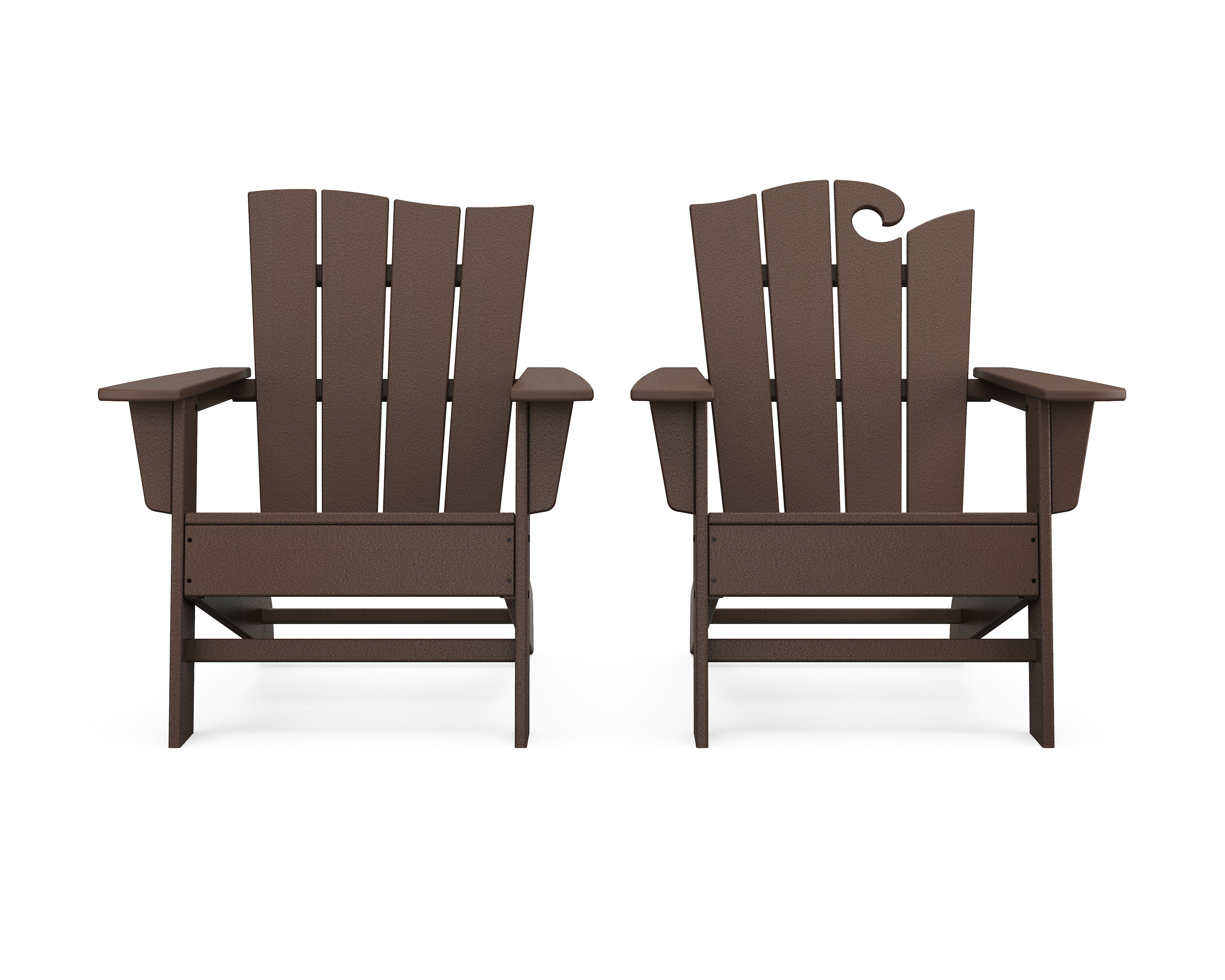 POLYWOOD Wave 2-Piece Adirondack Set with The Wave Chair Left in Mahogany