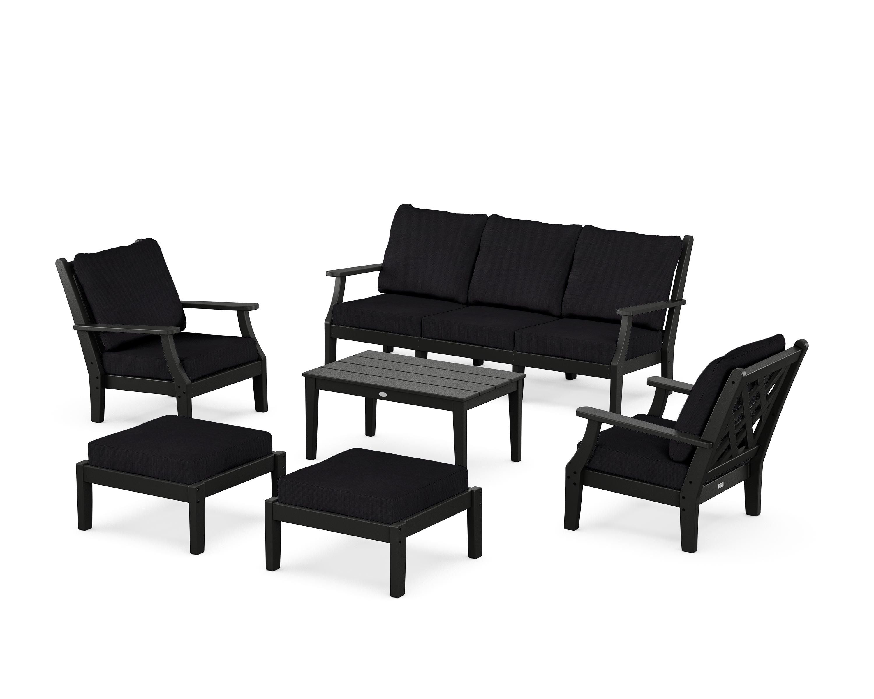 Country Living Wovendale 6-Piece Lounge Sofa Set in Black / Midnight Linen