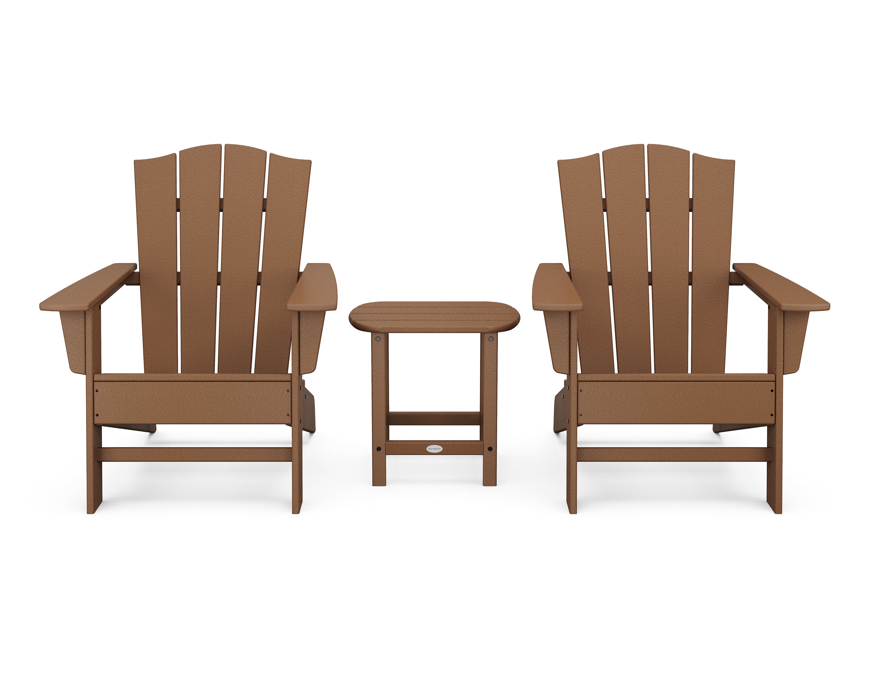 POLYWOOD® Wave 3-Piece Adirondack Chair Set with The Crest Chairs in Teak