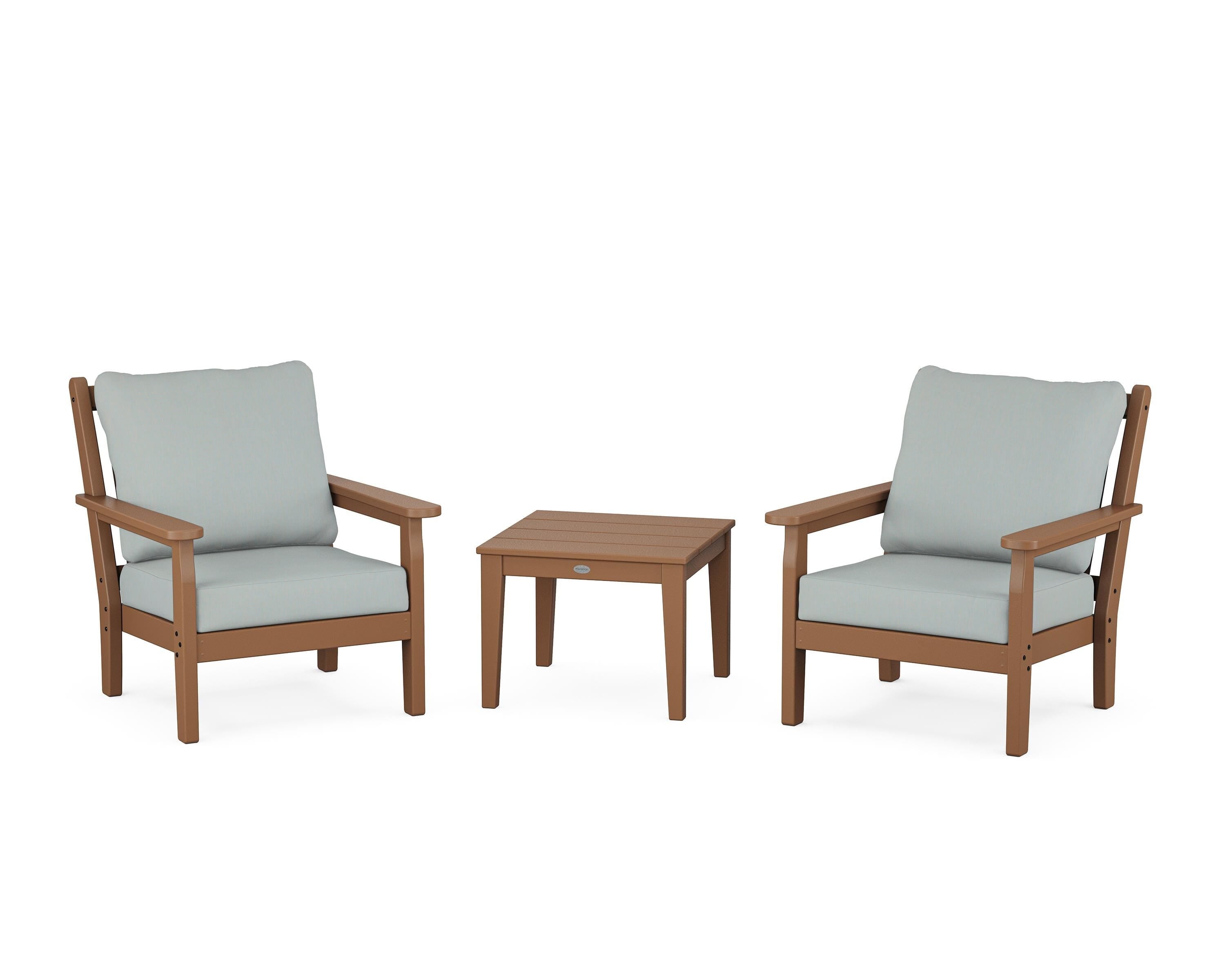 POLYWOOD Chippendale 3-Piece Deep Seating Set in Teak / Spa