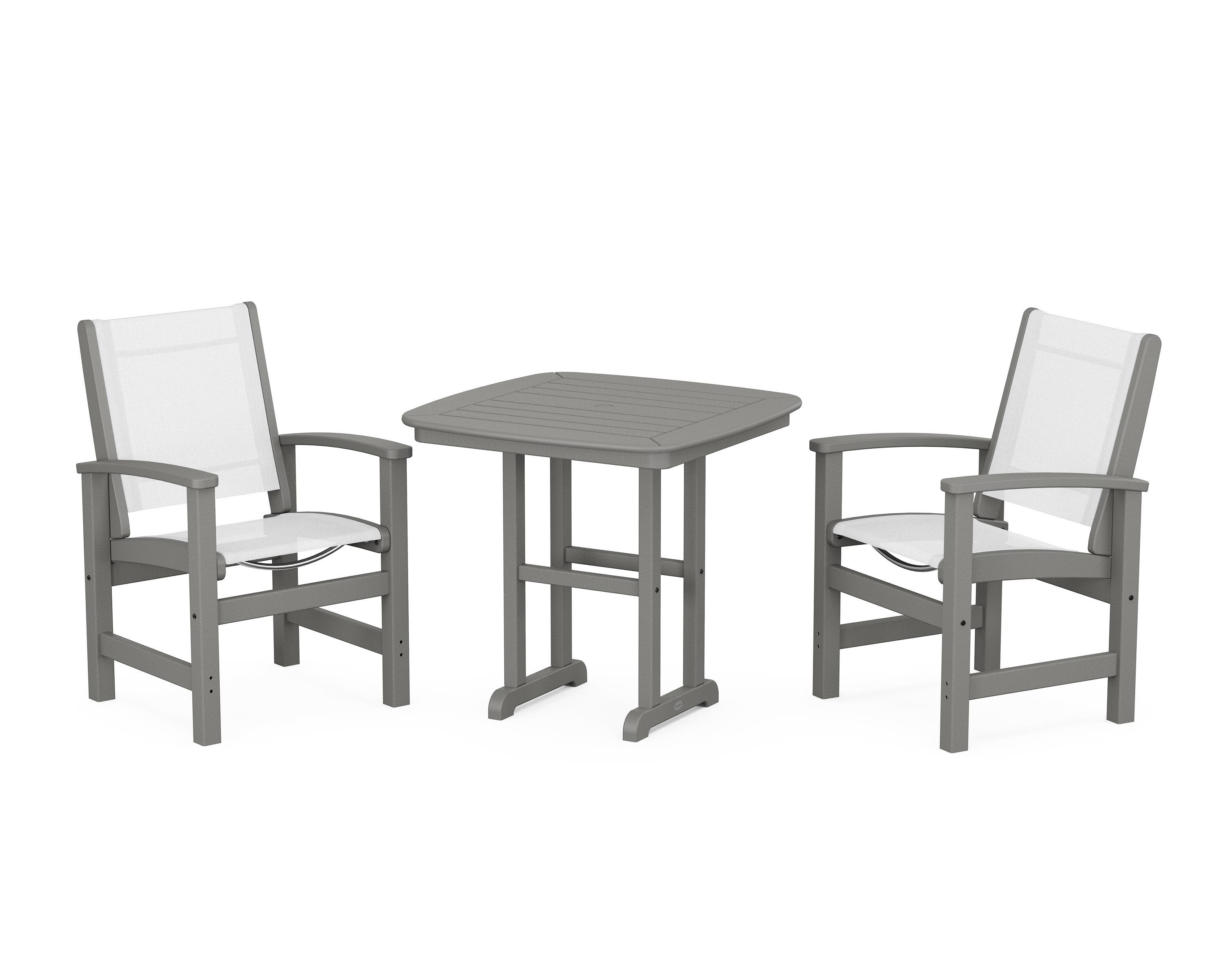 POLYWOOD Coastal 3-Piece Dining Set in Slate Grey / White Sling