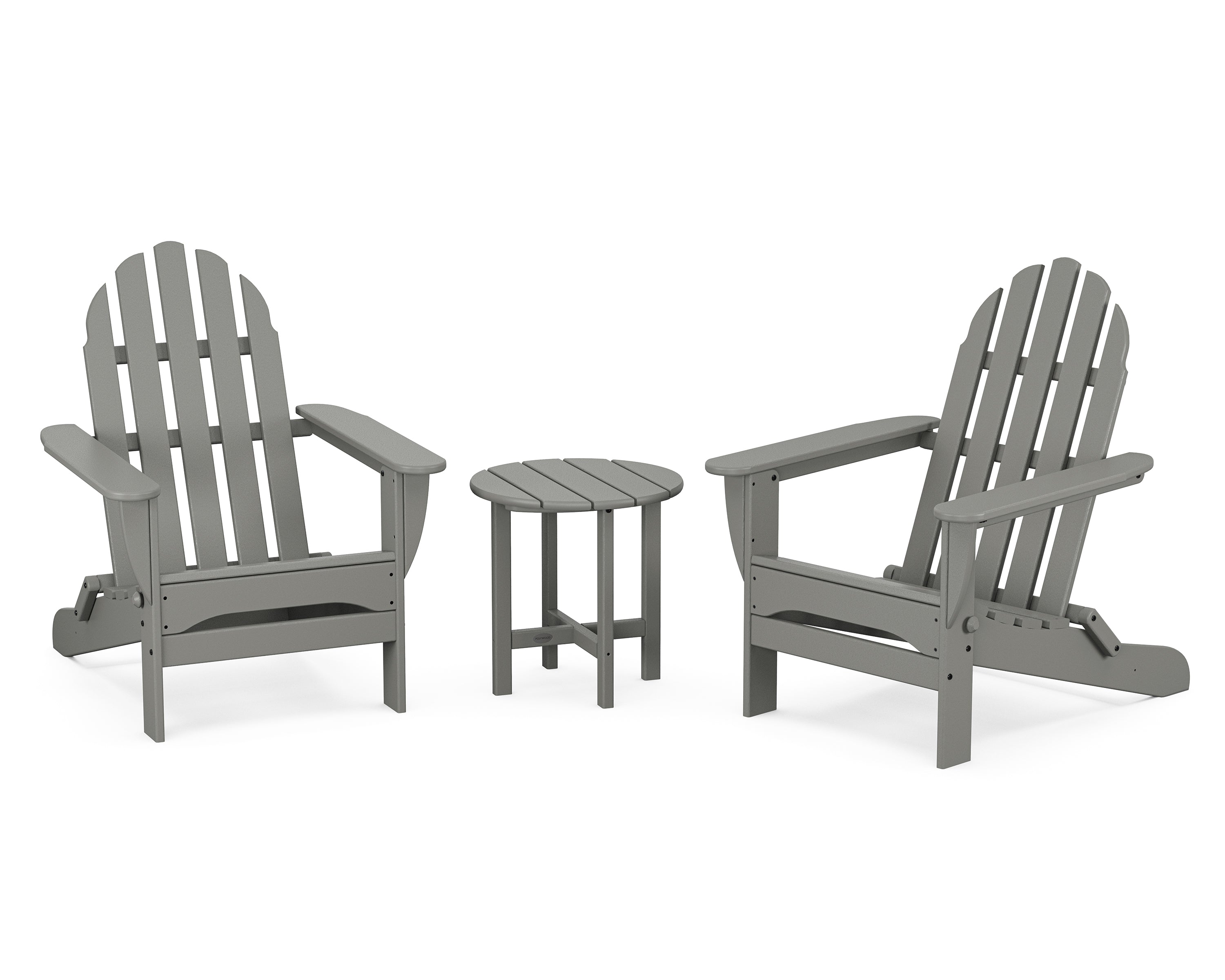 POLYWOOD Classic Folding Adirondack 3-Piece Set in Slate Grey