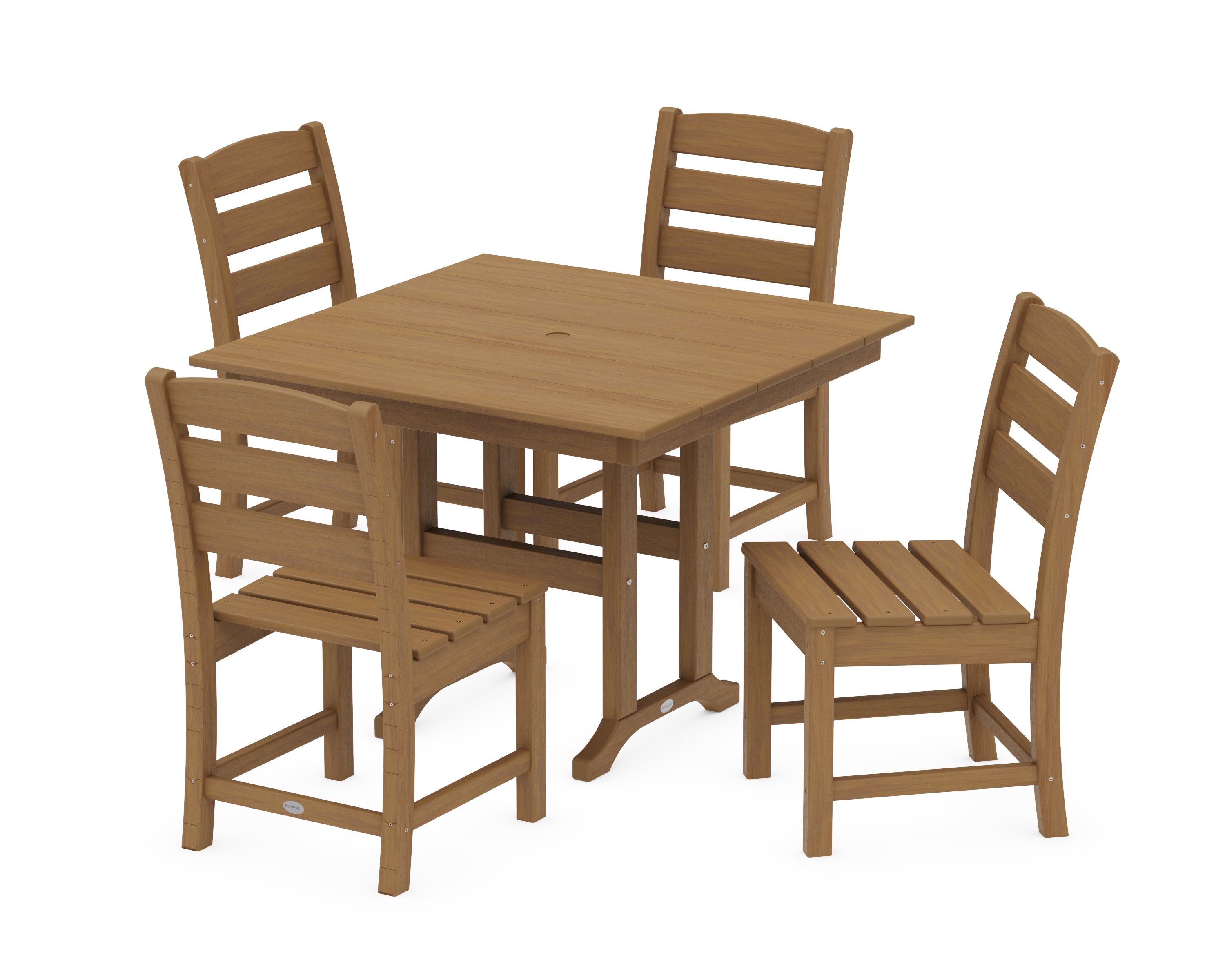POLYWOOD Lakeside Side Chair 5-Piece Farmhouse Dining Set in Natural