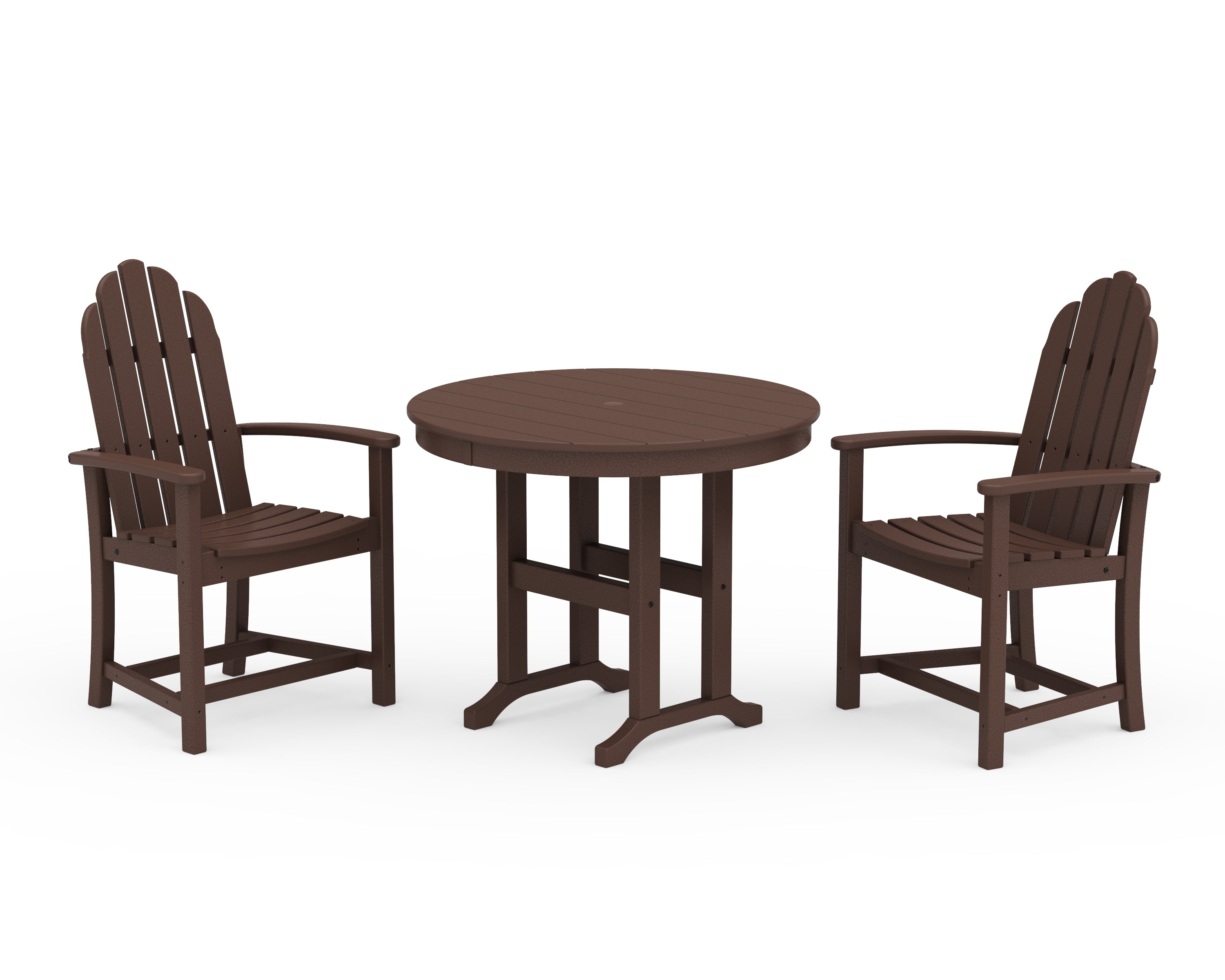 POLYWOOD Classic Adirondack 3-Piece Round Dining Set in Mahogany