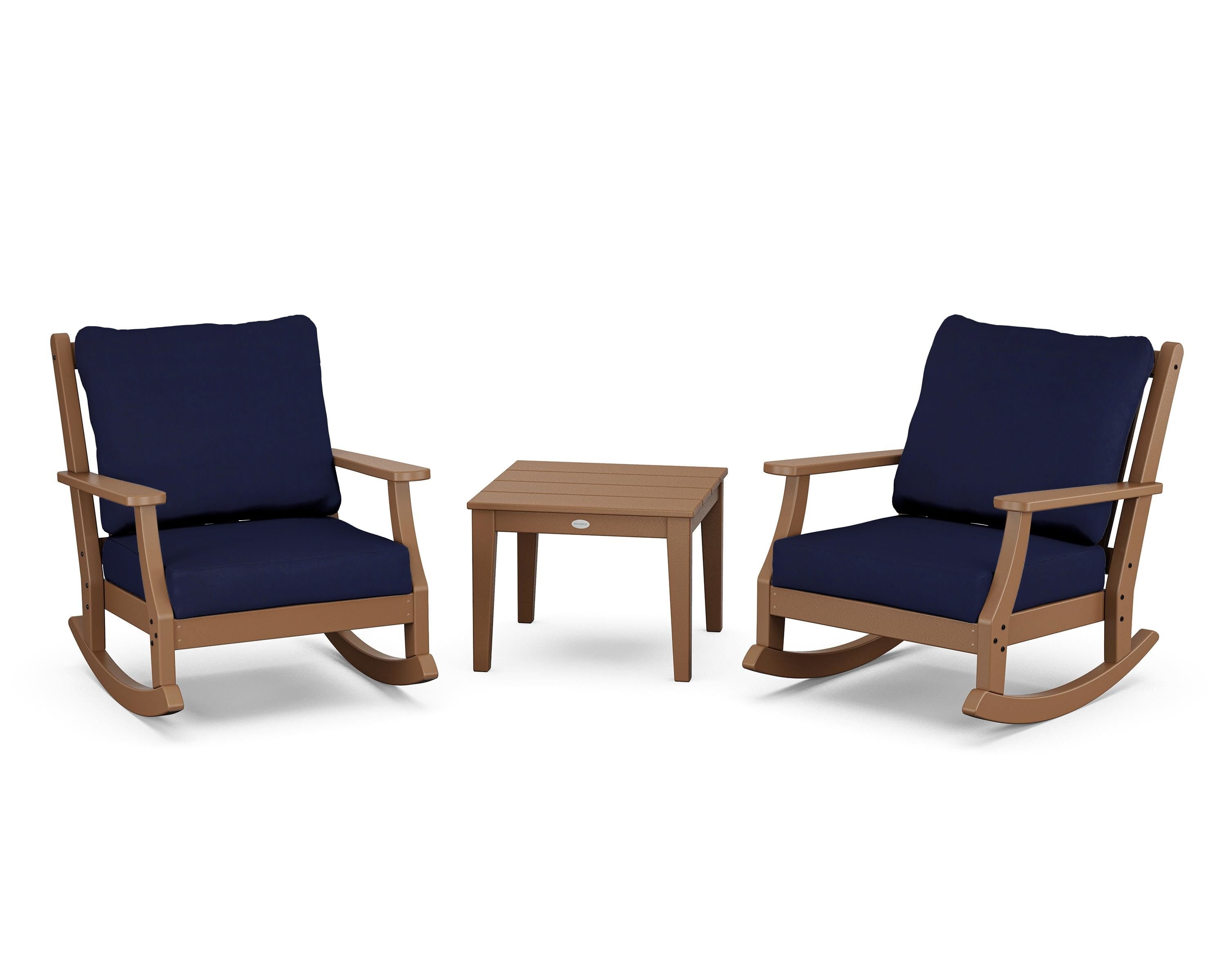 Country Living Wovendale 3-Piece Deep Seating Rocker Set in Teak / Navy