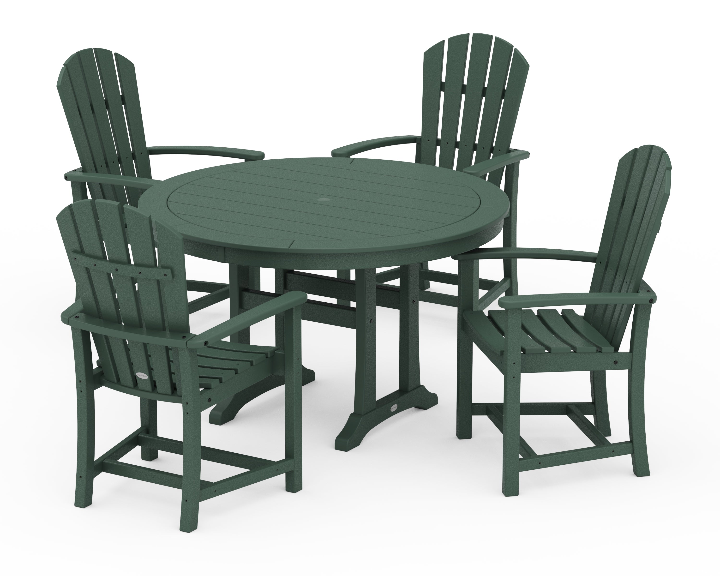 POLYWOOD Palm Coast 5-Piece Round Dining Set in Green