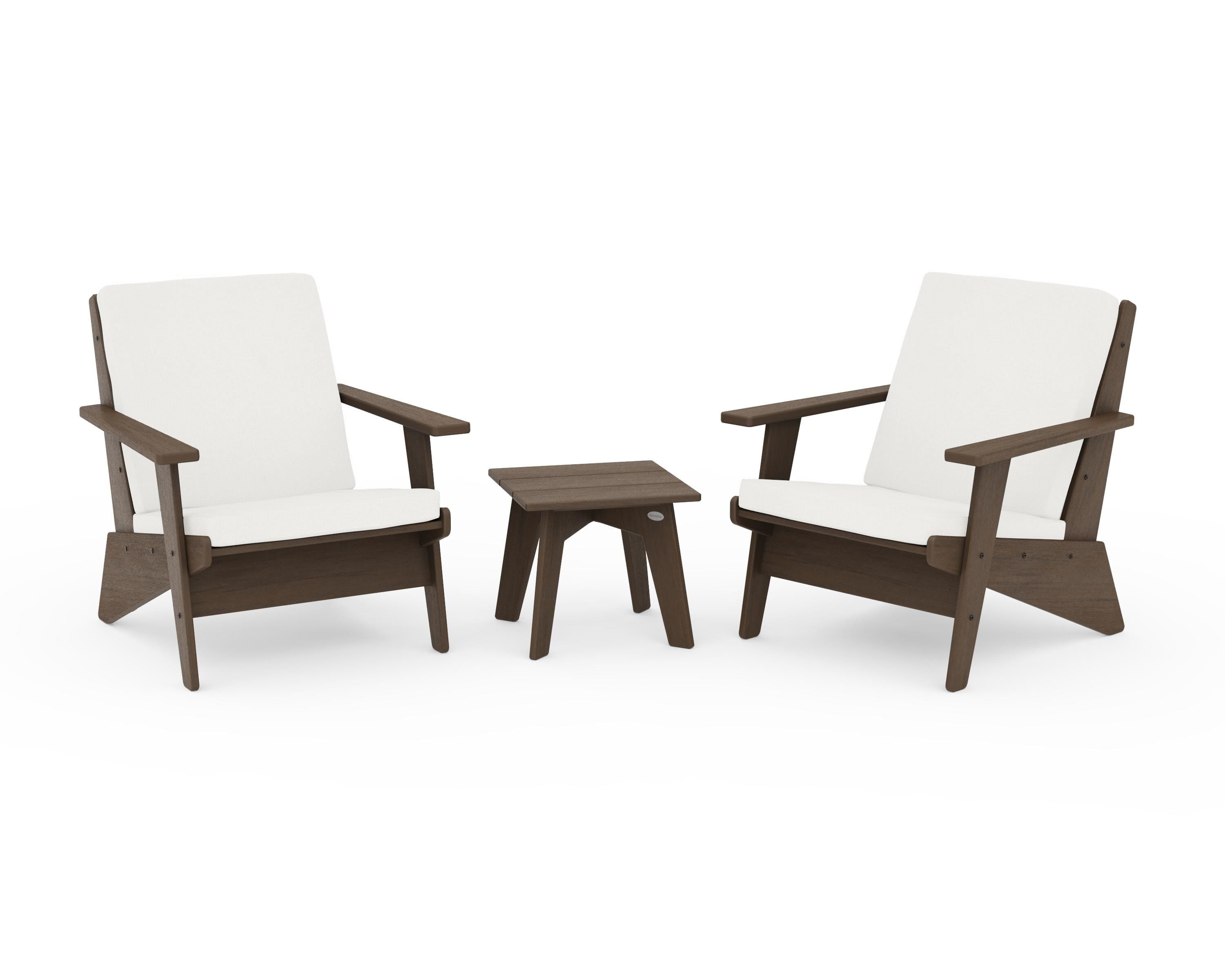 POLYWOOD Riviera Modern Lounge 3-Piece Set in Kona / Natural Linen
