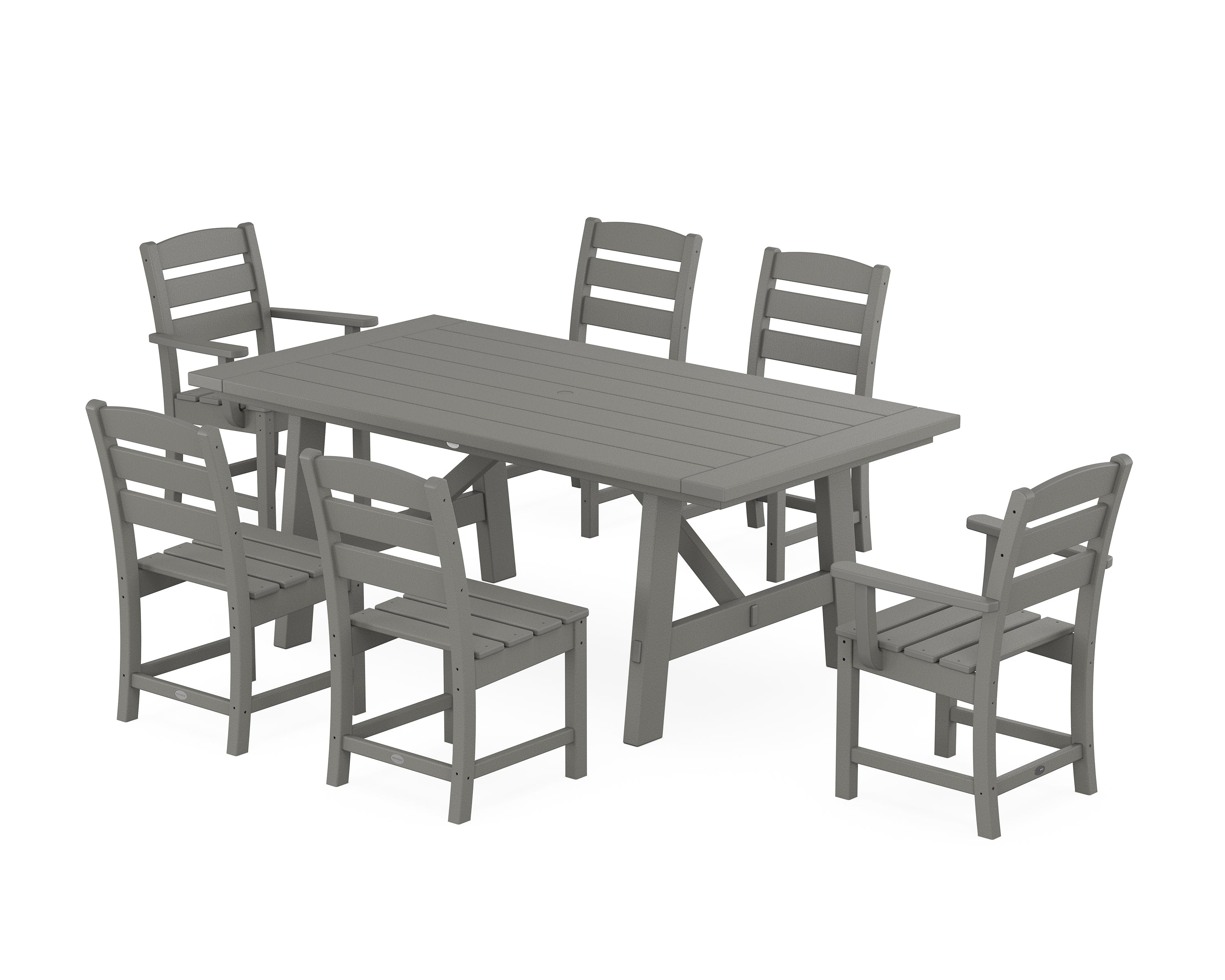 POLYWOOD Lakeside 7-Piece Rustic Farmhouse Dining Set in Slate Grey
